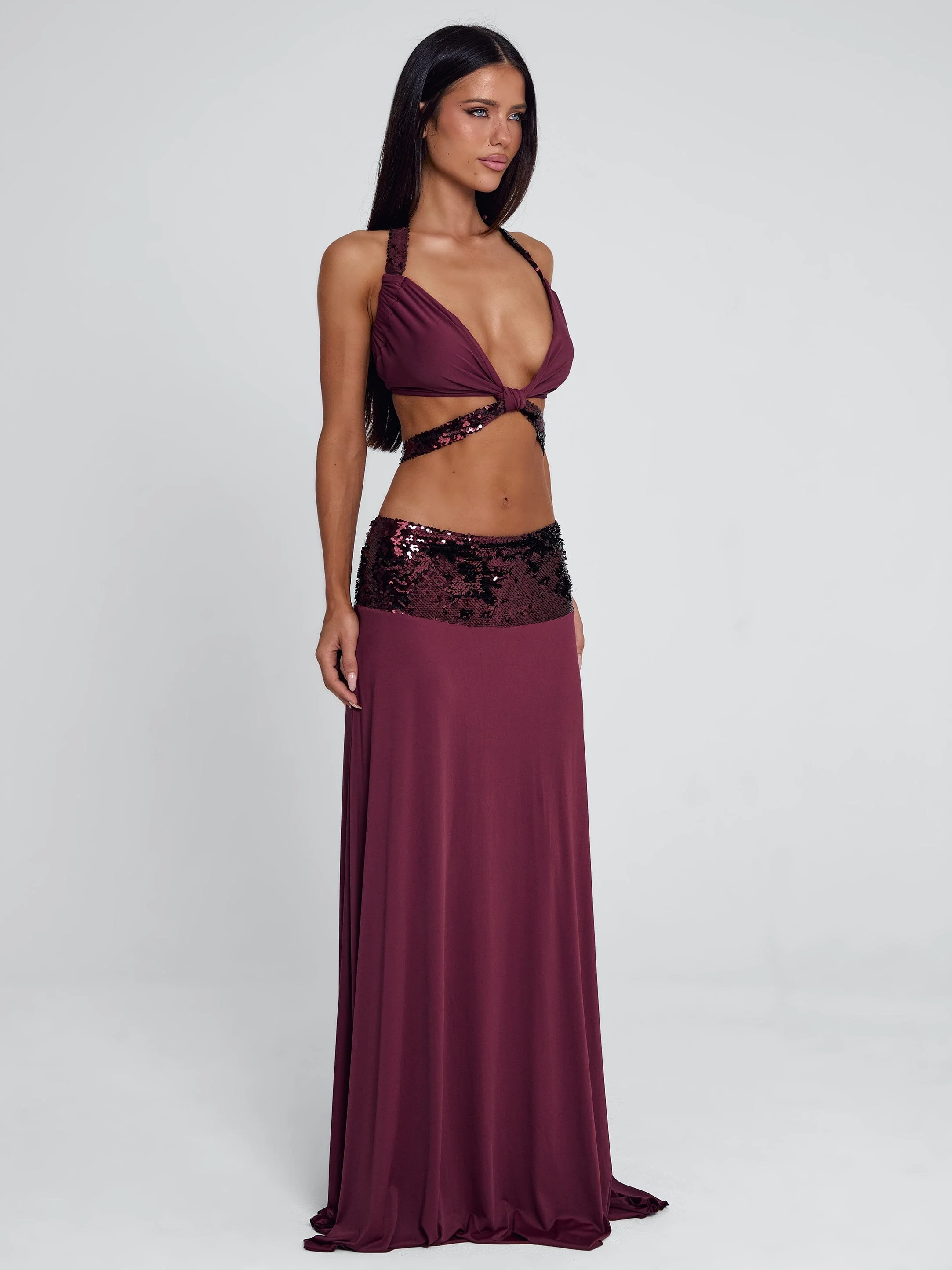 ALUNA MAXI SKIRT BURGUNDY - Image 6