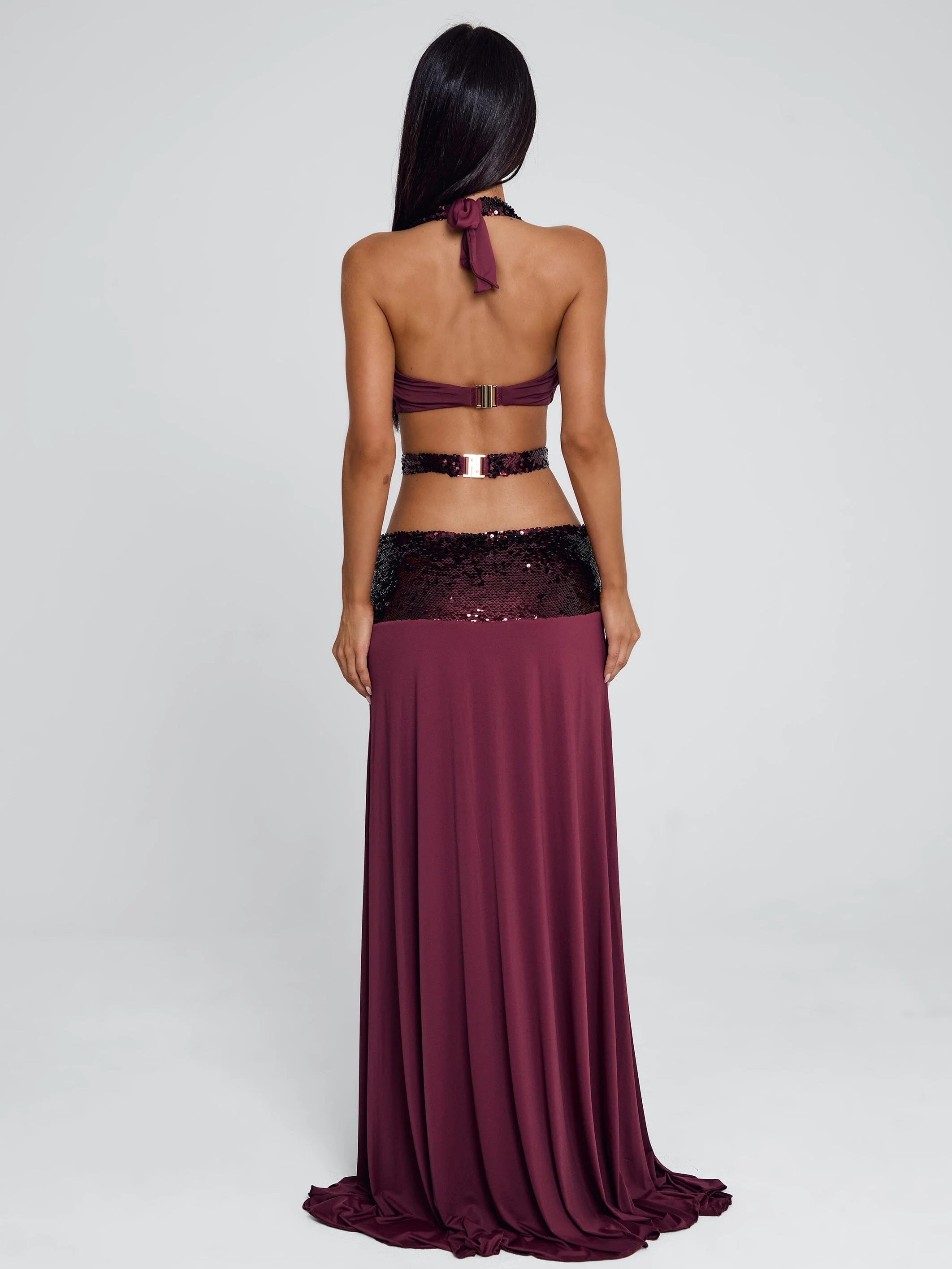 ALUNA MAXI SKIRT BURGUNDY - Image 8