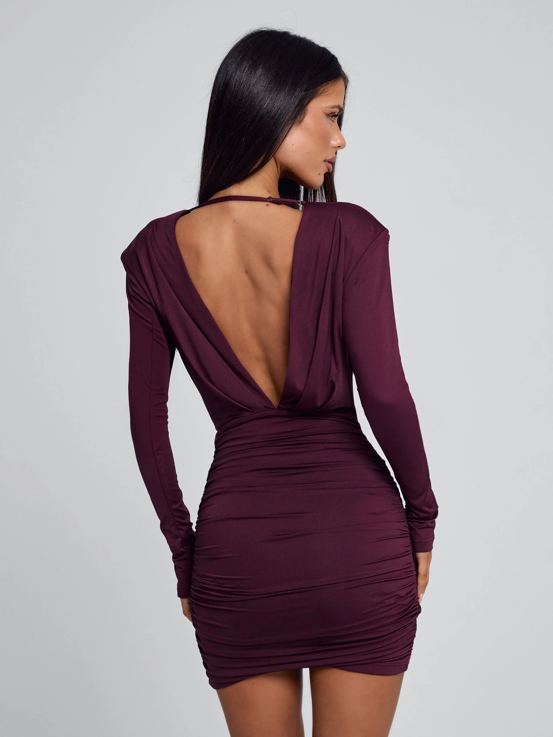 AMELIA MINI DRESS DARK MAUVE - Image 4