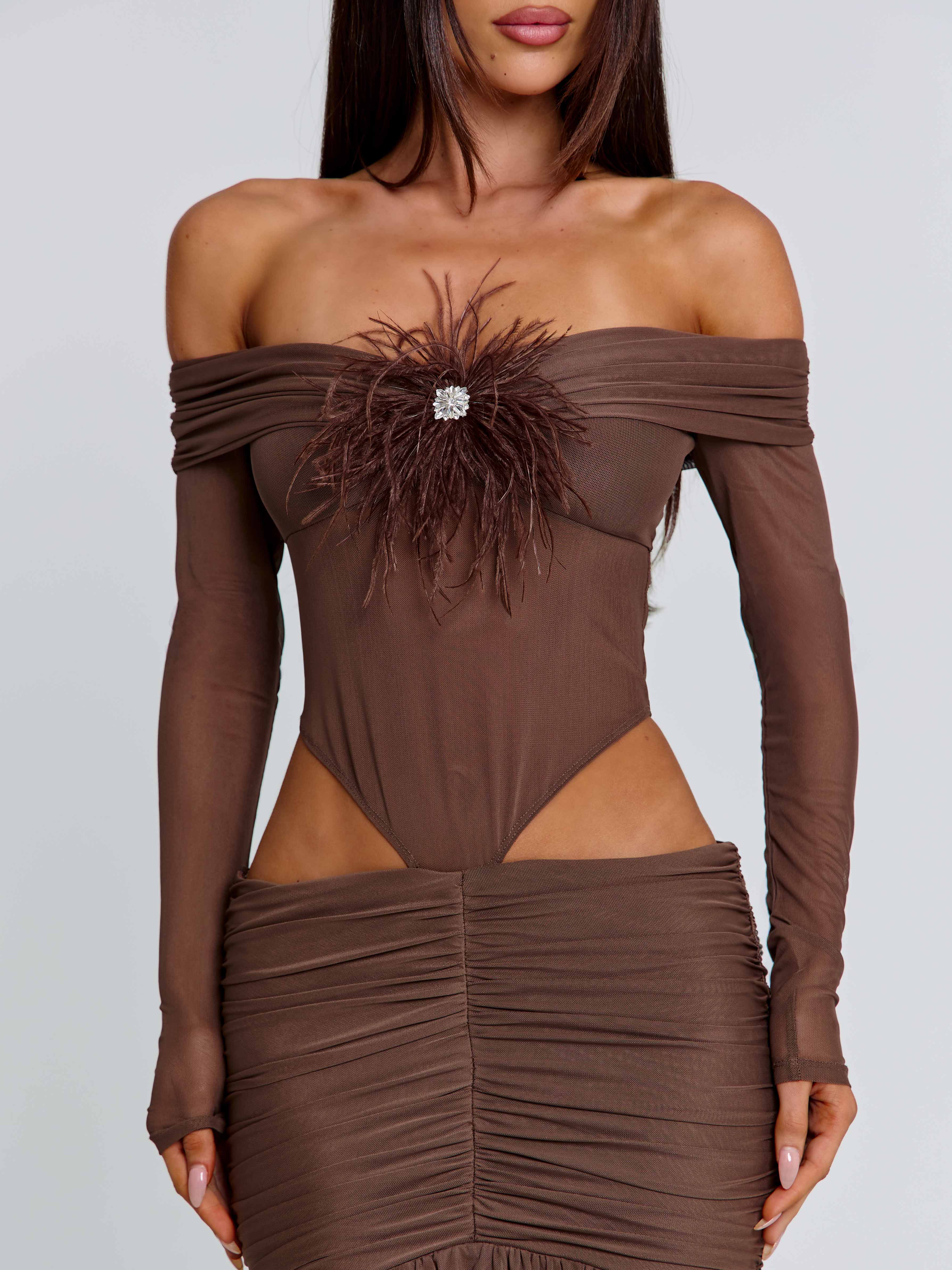 ANGELAE MAXI DRESS CHOCOLATE BROWN - Image 5