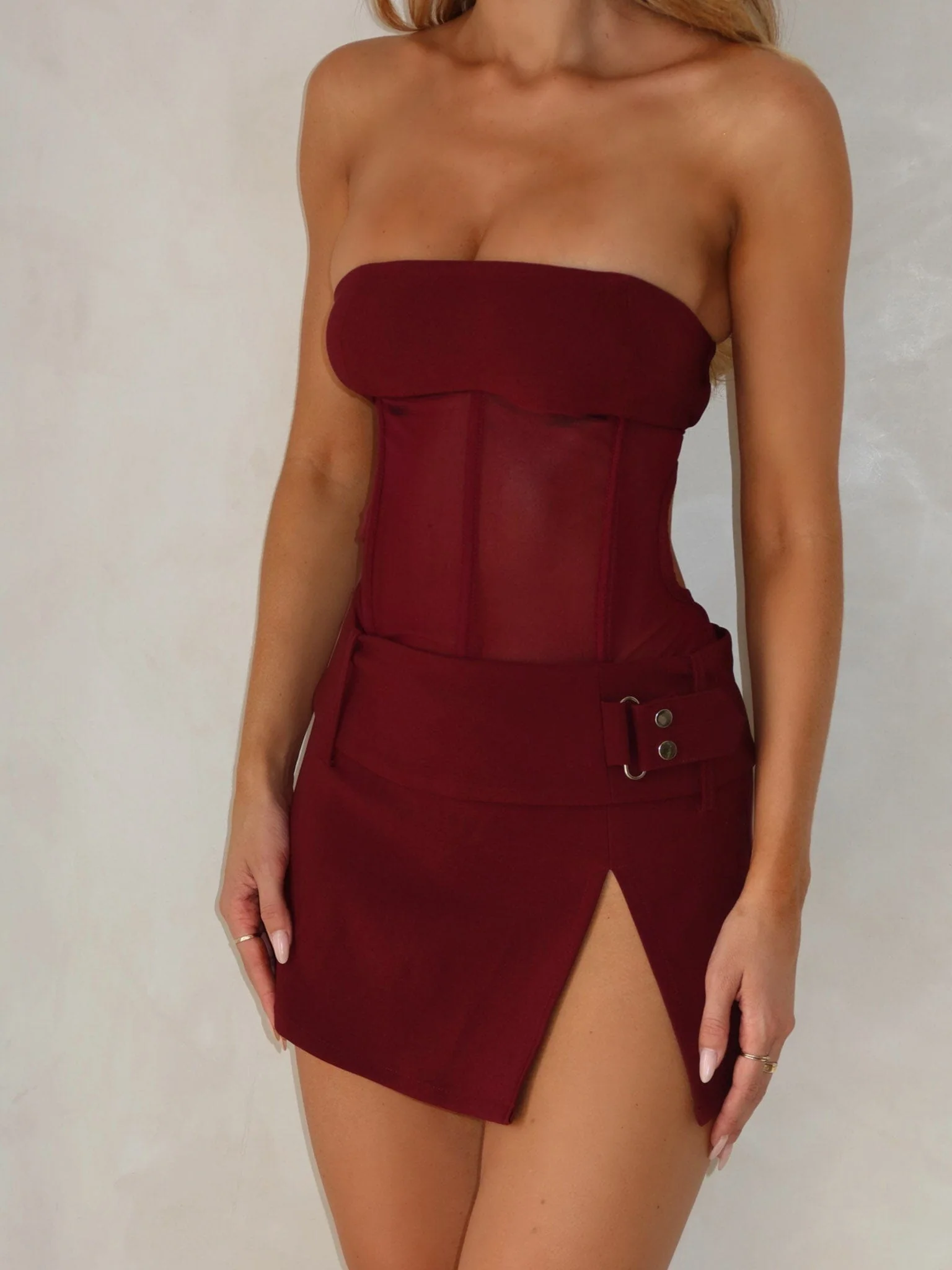 BEAU MINI DRESS BURGUNDY - Image 5
