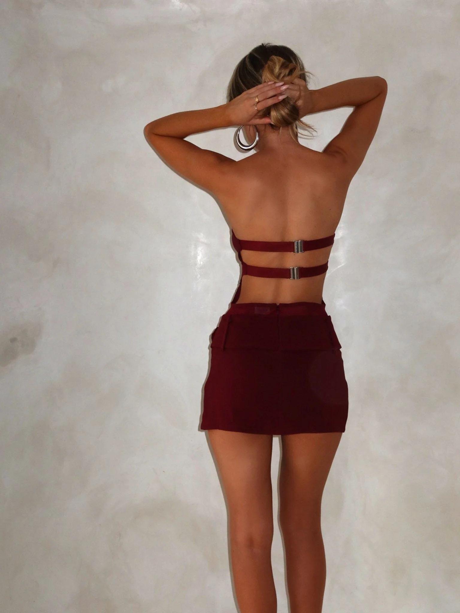 BEAU MINI DRESS BURGUNDY - Image 6
