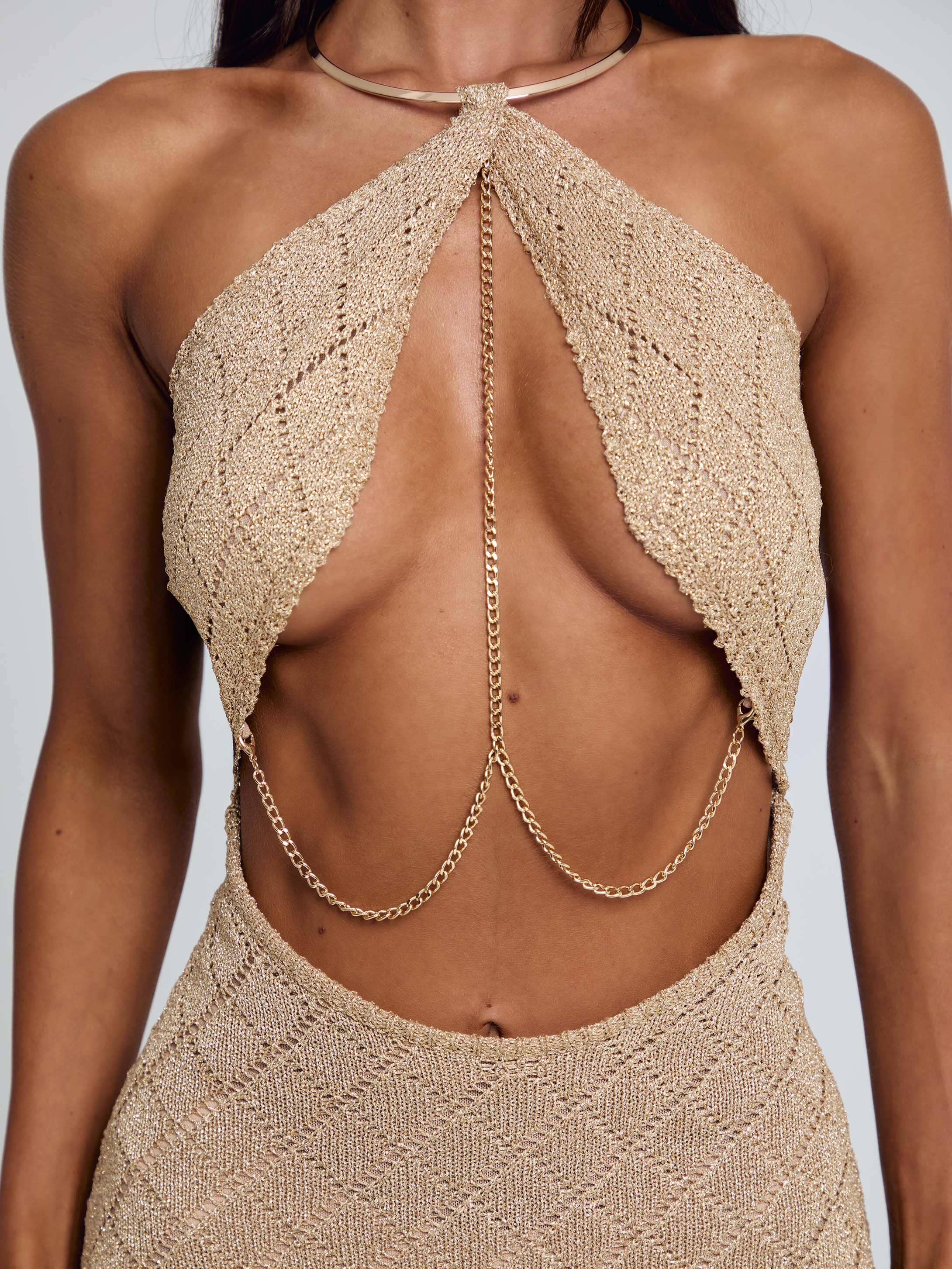 BEL MINI DRESS GOLD - Image 2