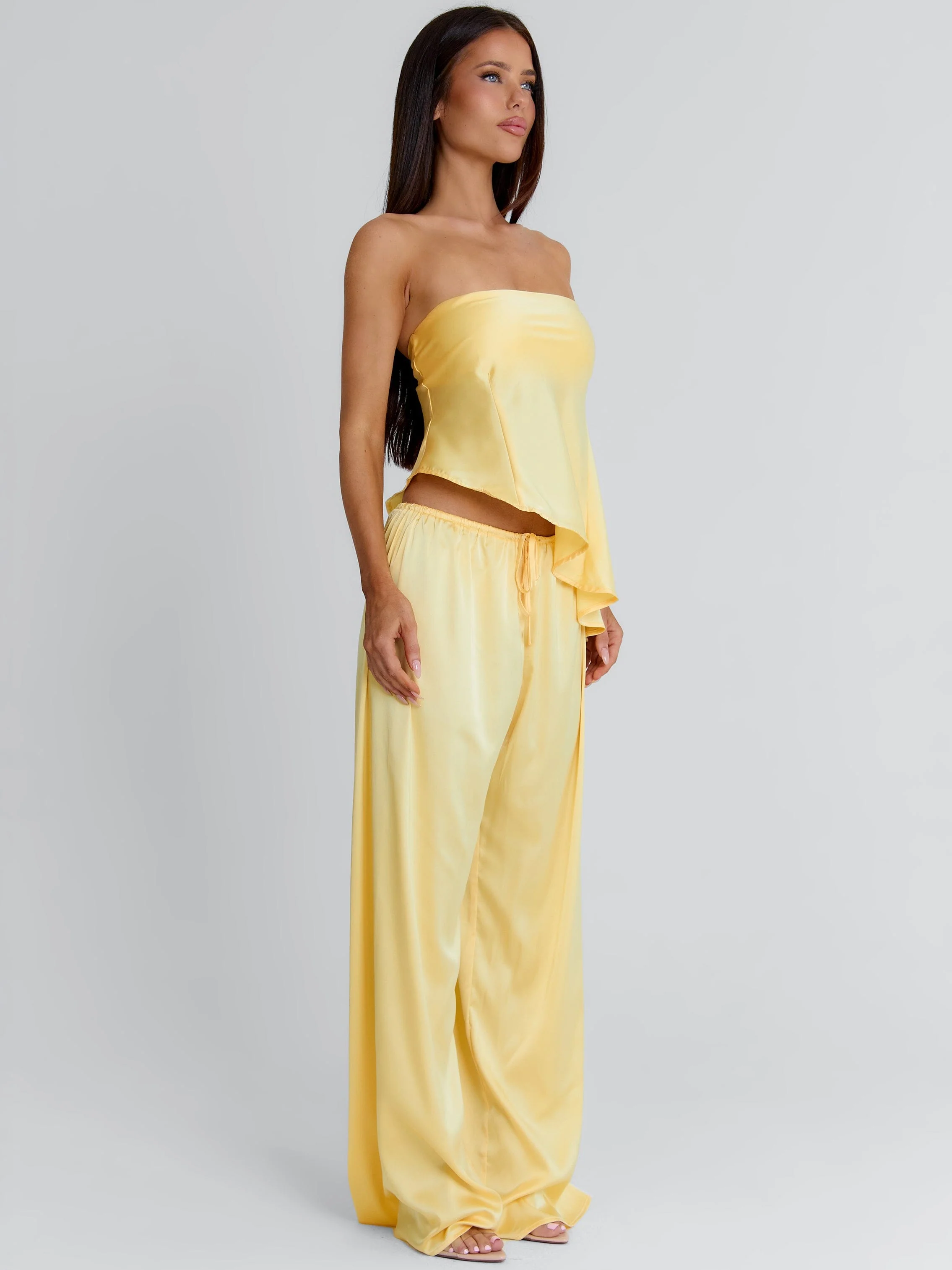 CLOVELLY SATIN PANTS YELLOW - Image 3