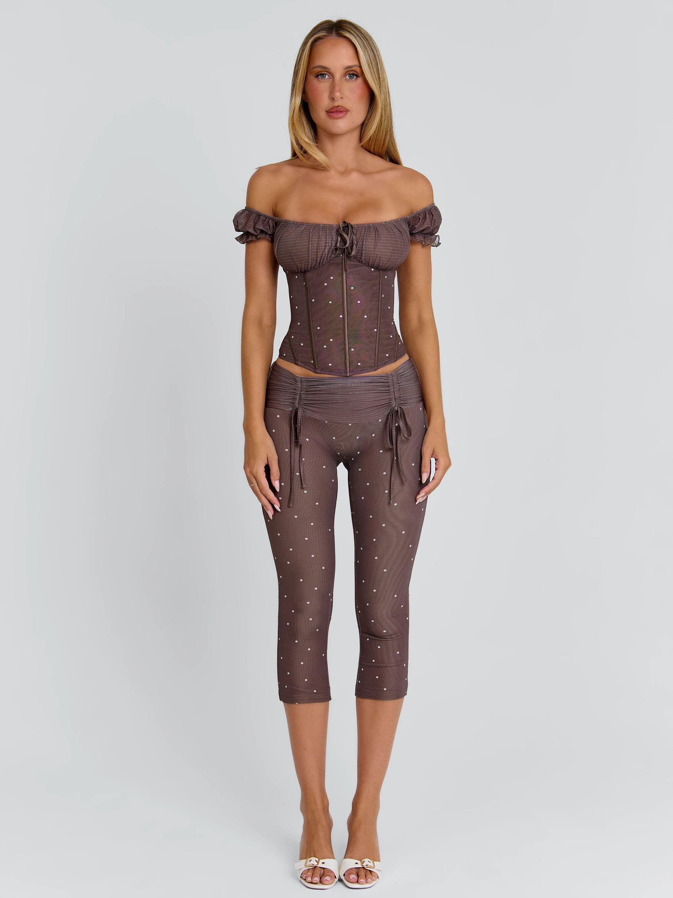 CORALA CORSET TOP CHOCOLATE POLKA DOT - Image 3
