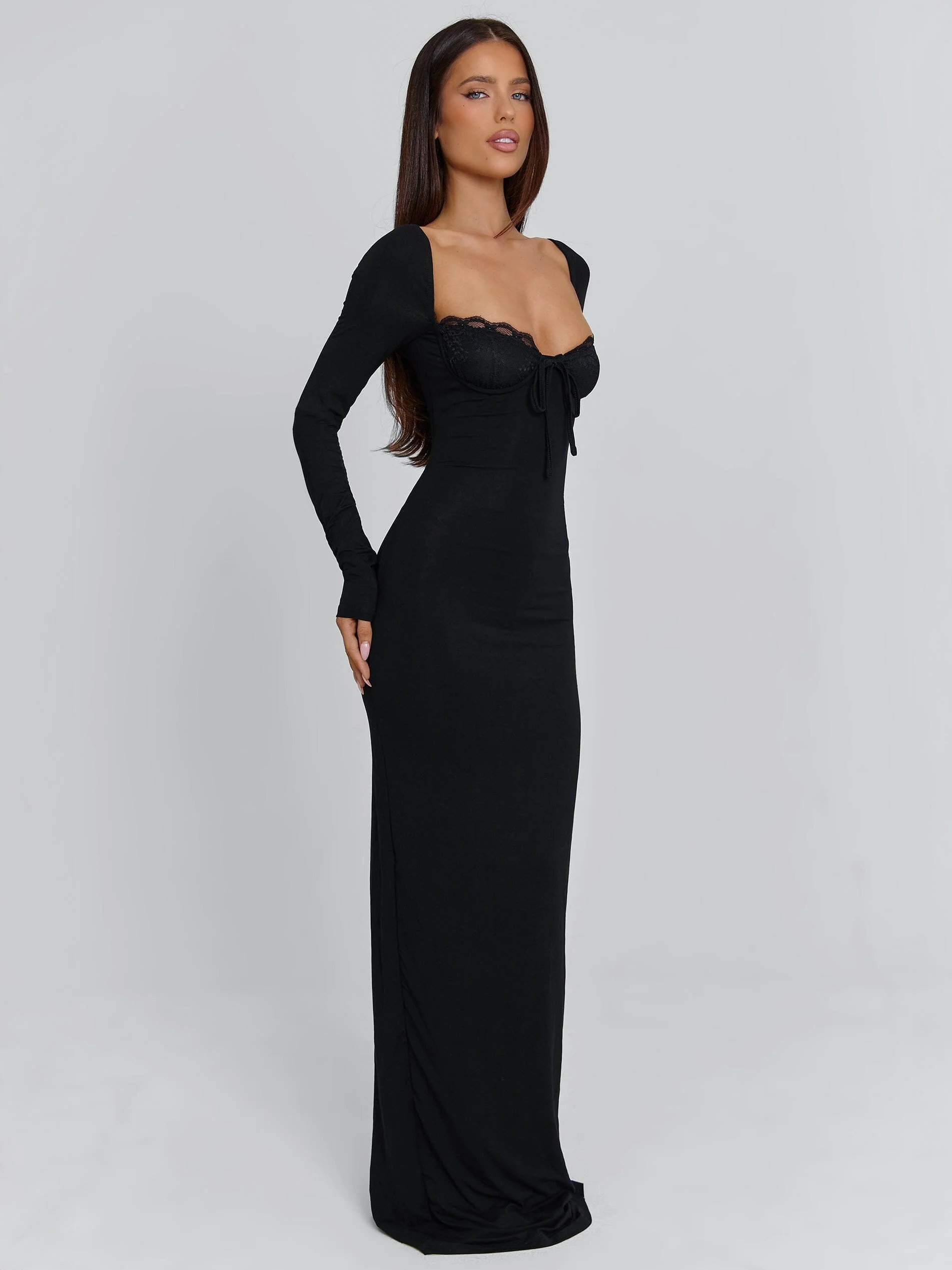 DIONNE LONG SLEEVE MAXI DRESS BLACK - Image 5