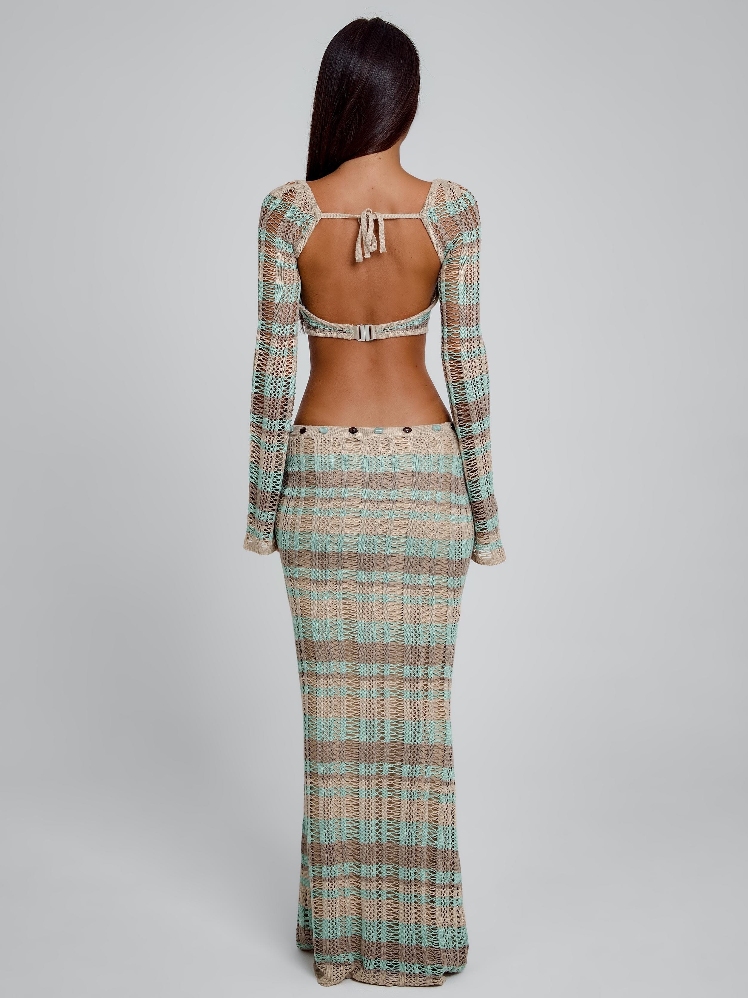DUNE MAXI SKIRT GREEN STRIPE - Image 8
