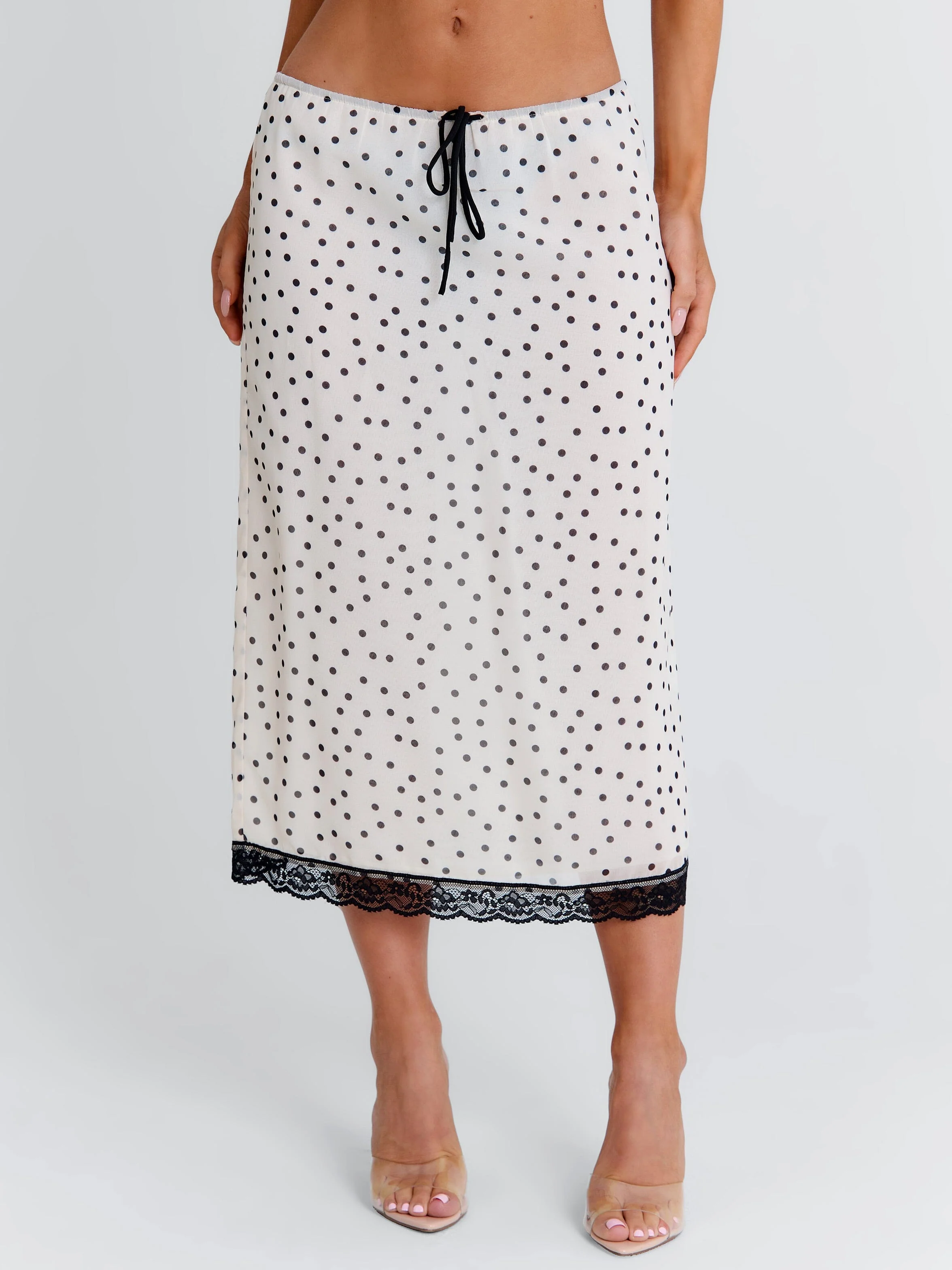 ELAINA MIDI SKIRT CREAM POLKA DOT - Image 3