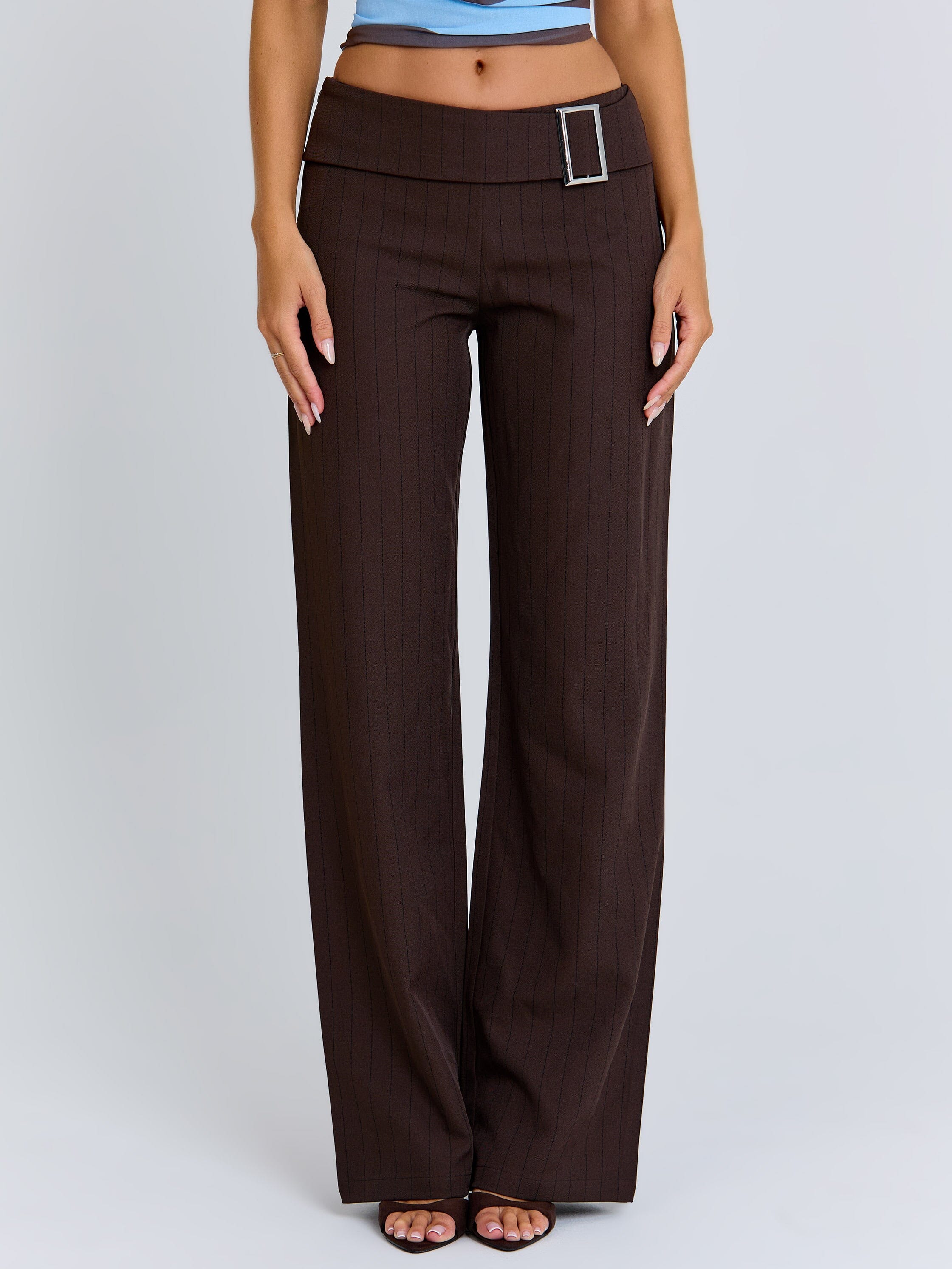 ELYSA PANT BROWN PINSTRIPE - Image 2