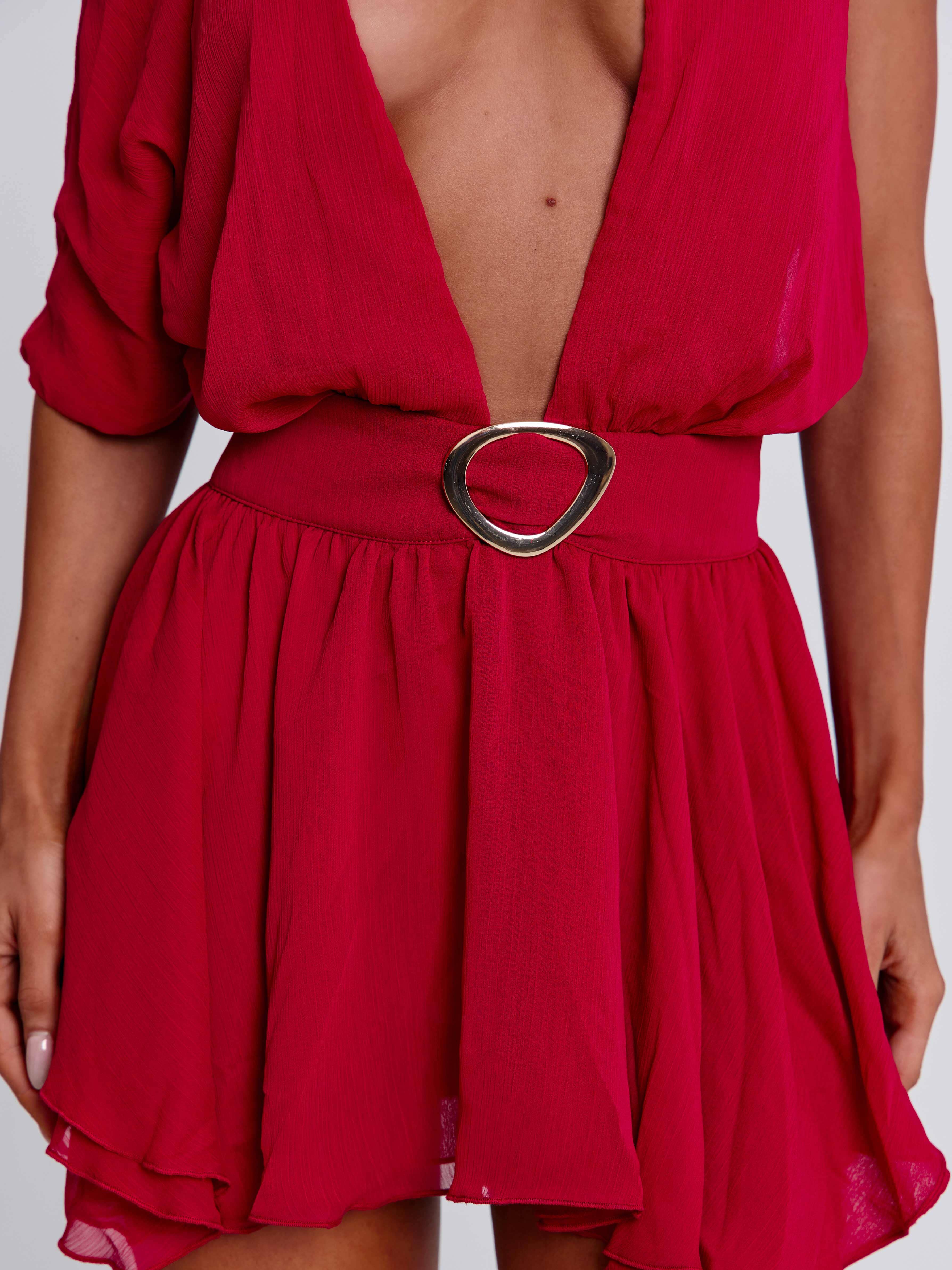 ERICE MINI DRESS DEEP RED - Image 6