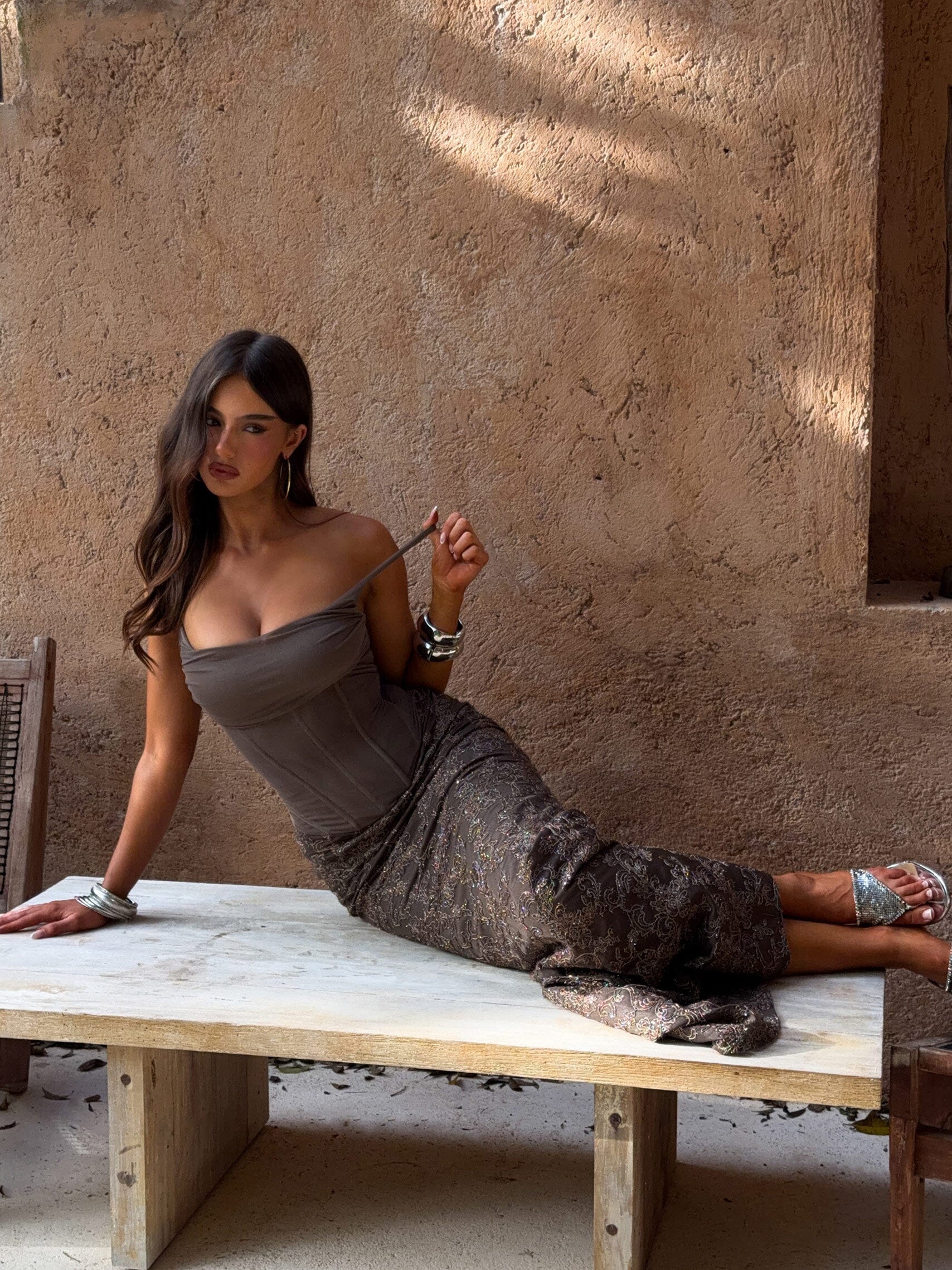 HADLAI MAXI DRESS BROWN - Image 6