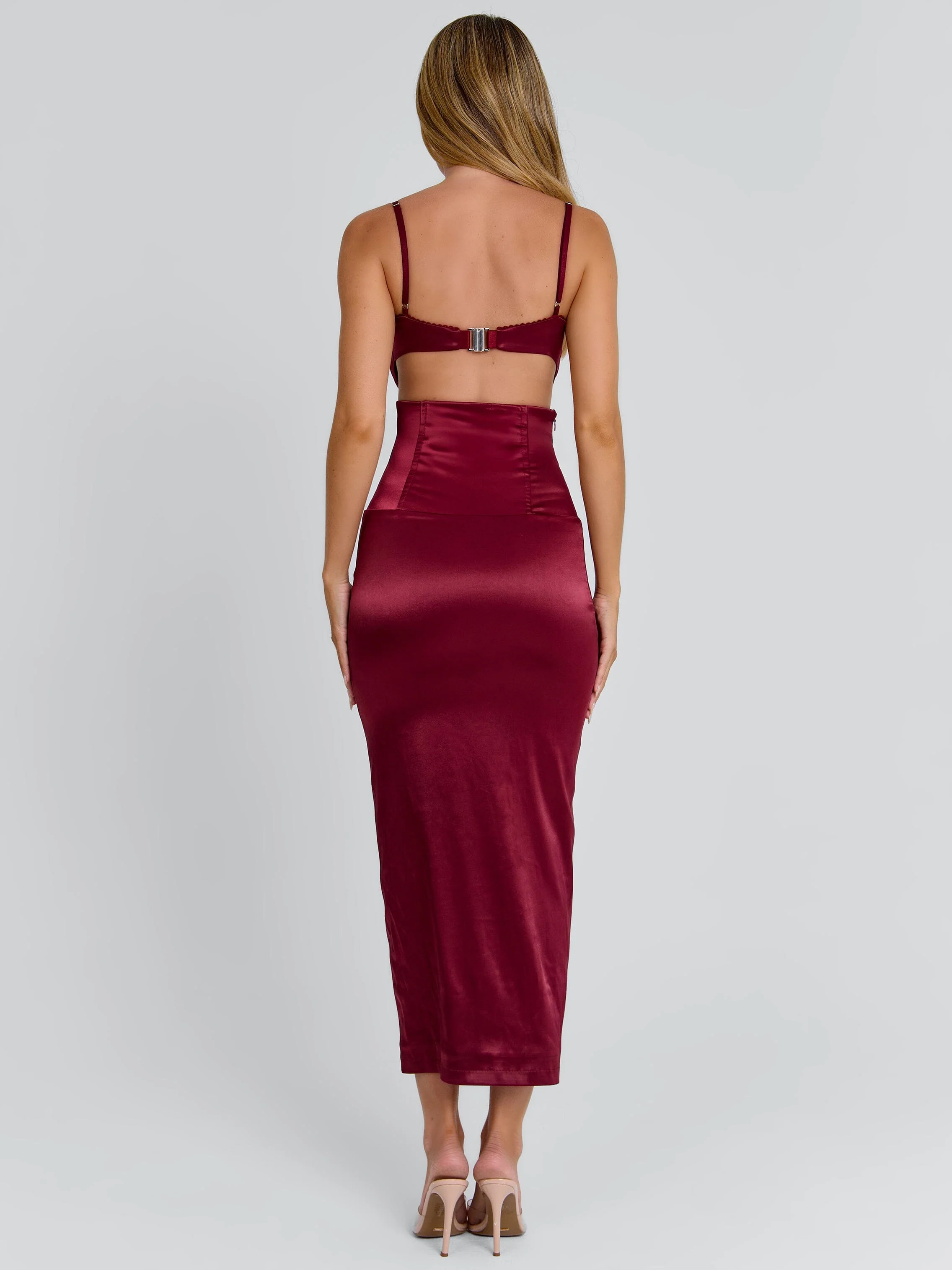 HOLLIE MIDI DRESS BURGUNDY - Image 4