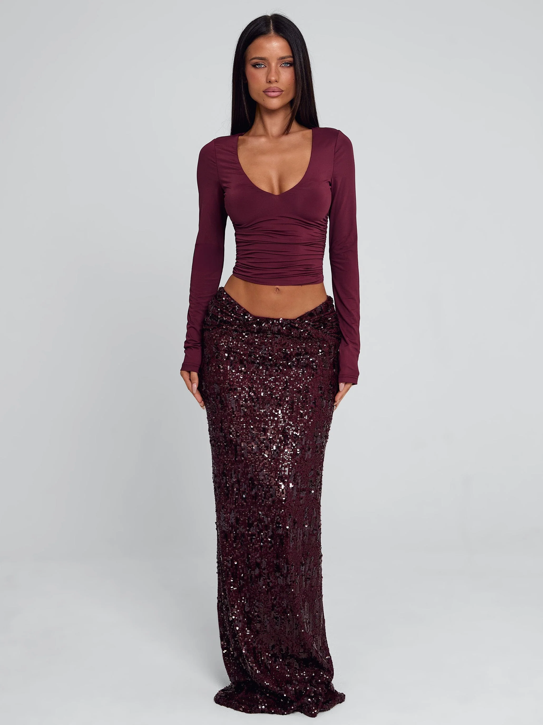 ISLE MAXI SKIRT BURGUNDY
