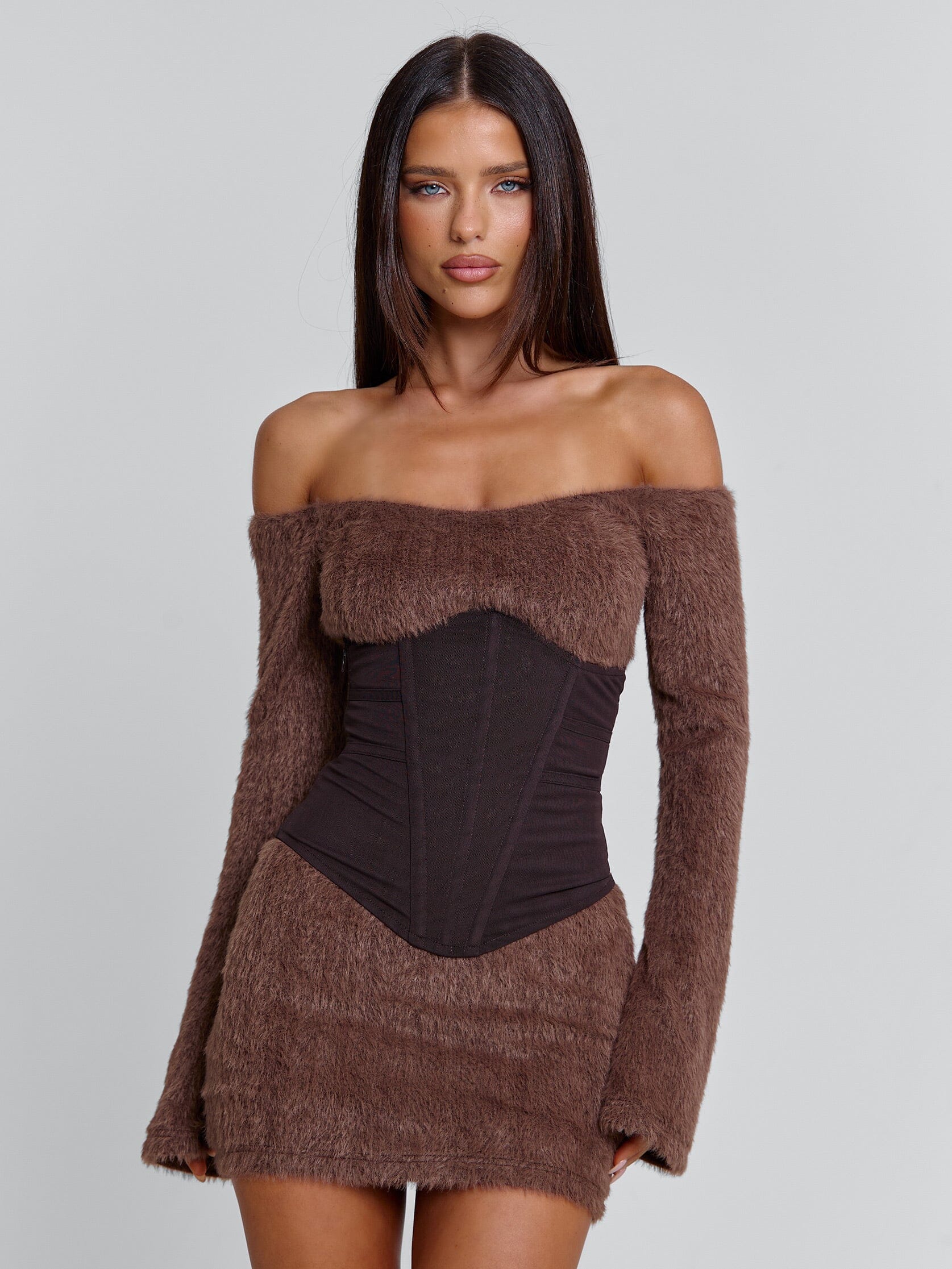 JUNO MINI DRESS BROWN - Image 9