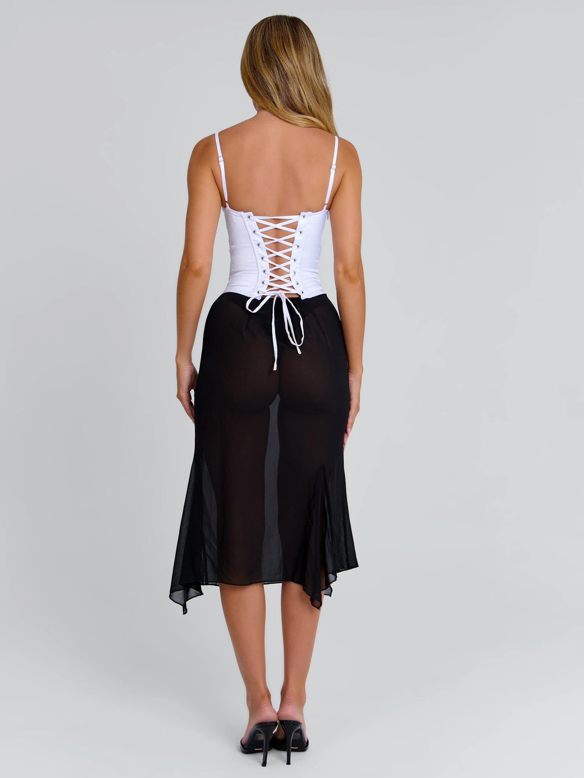 KAILEN MIDI DRESS WHITE BLACK - Image 6