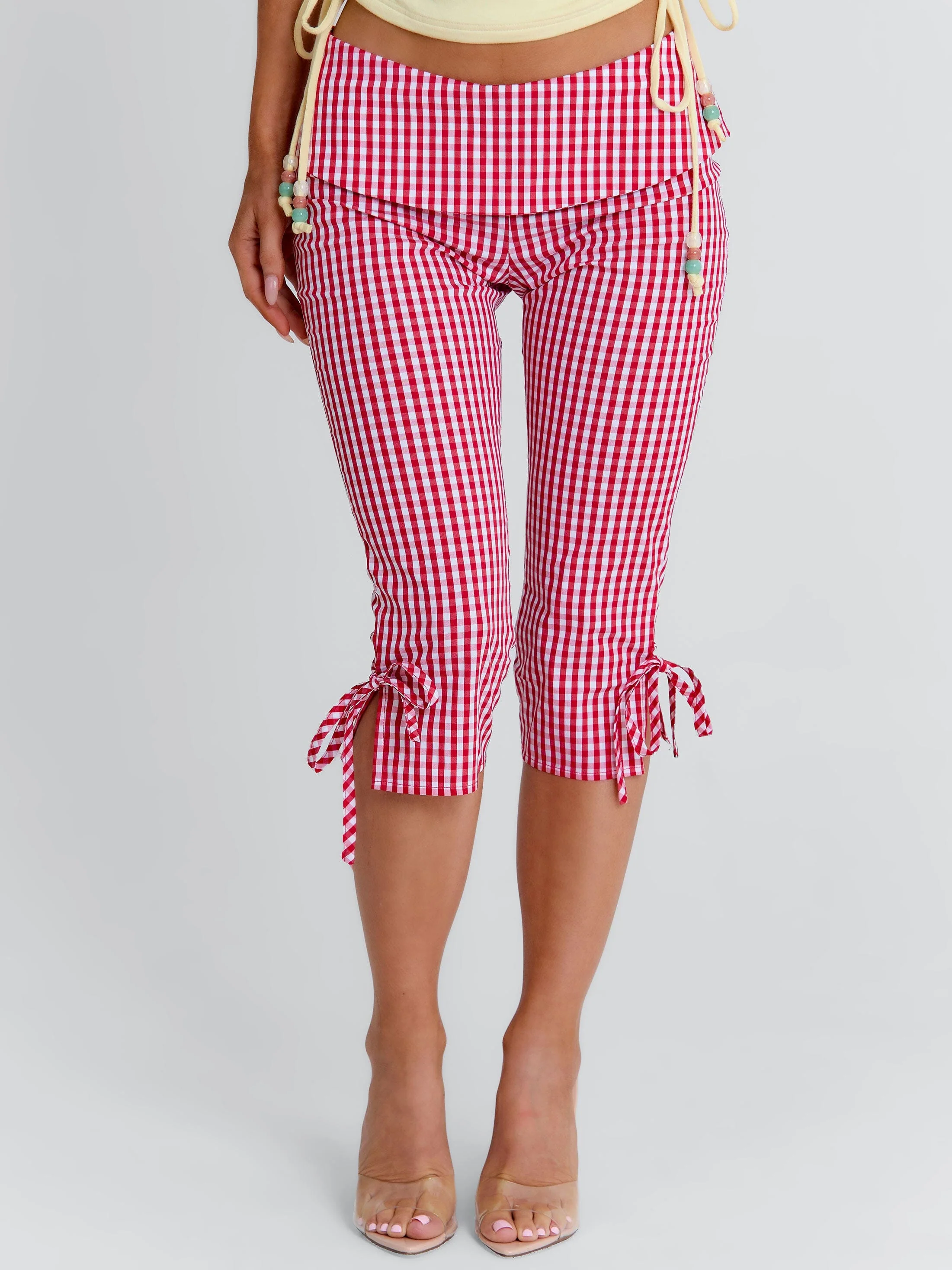 LENNIX CAPRI PANT RED GINGHAM - Image 2