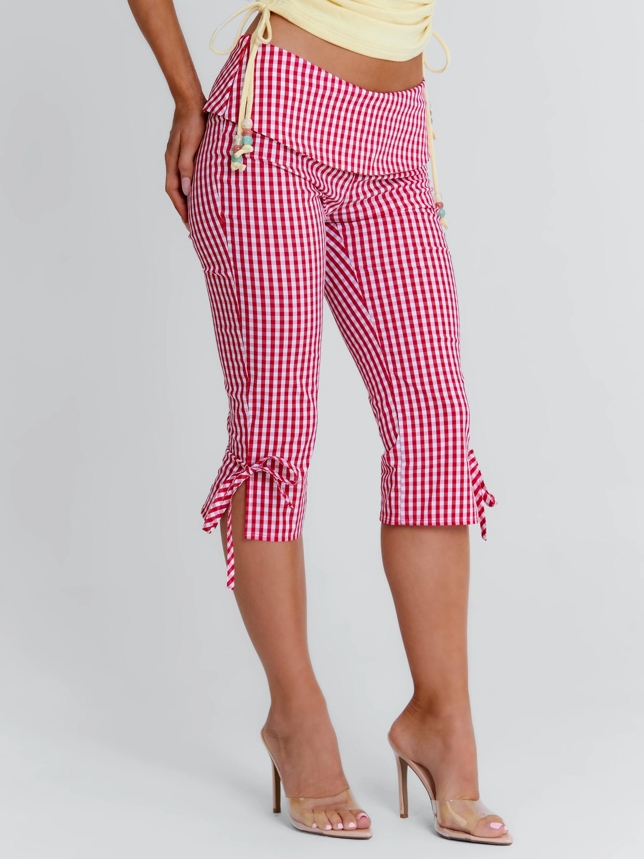 LENNIX CAPRI PANT RED GINGHAM - Image 4