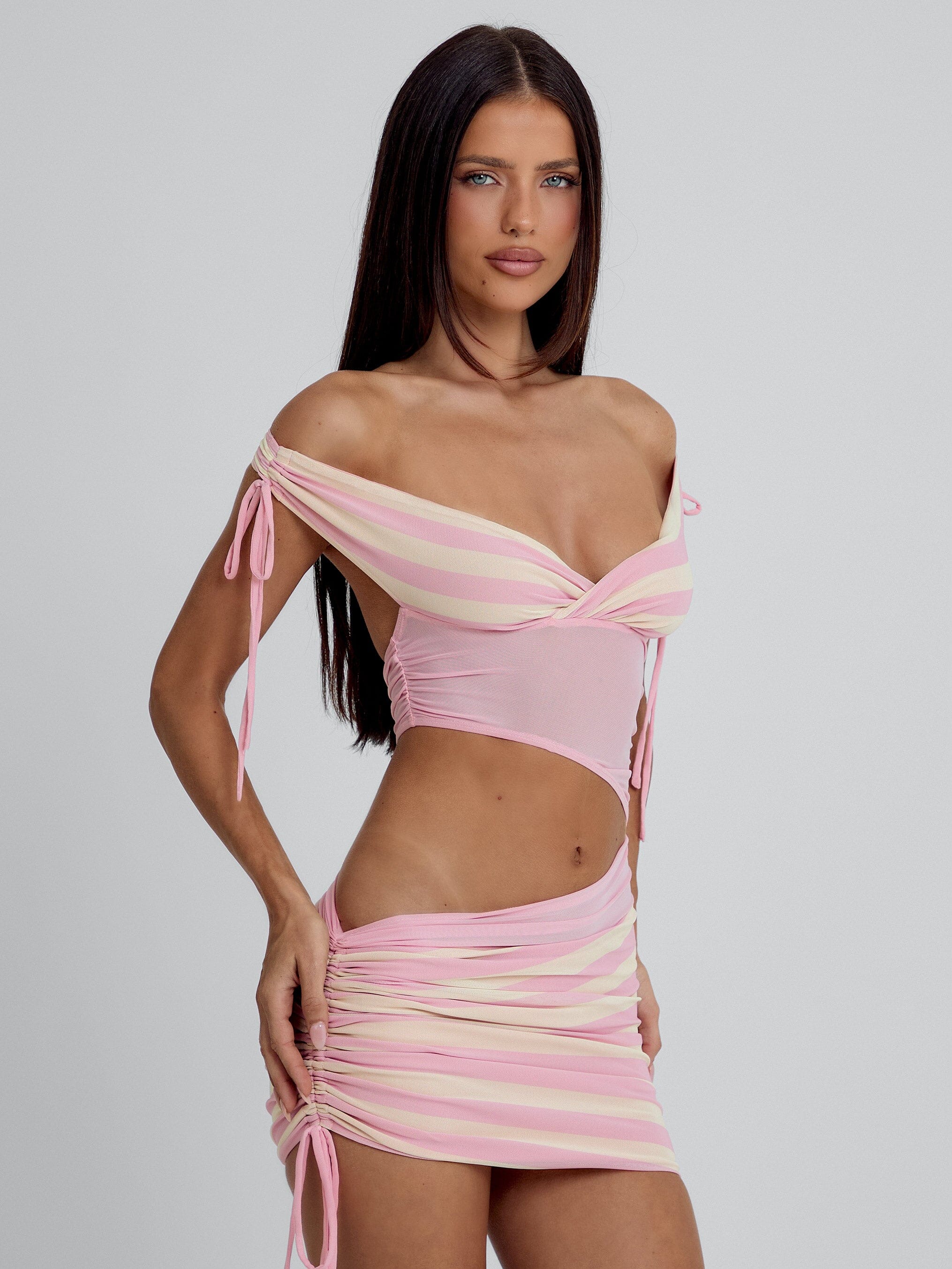 LEONA MINI DRESS PINK STRIPE - Image 5