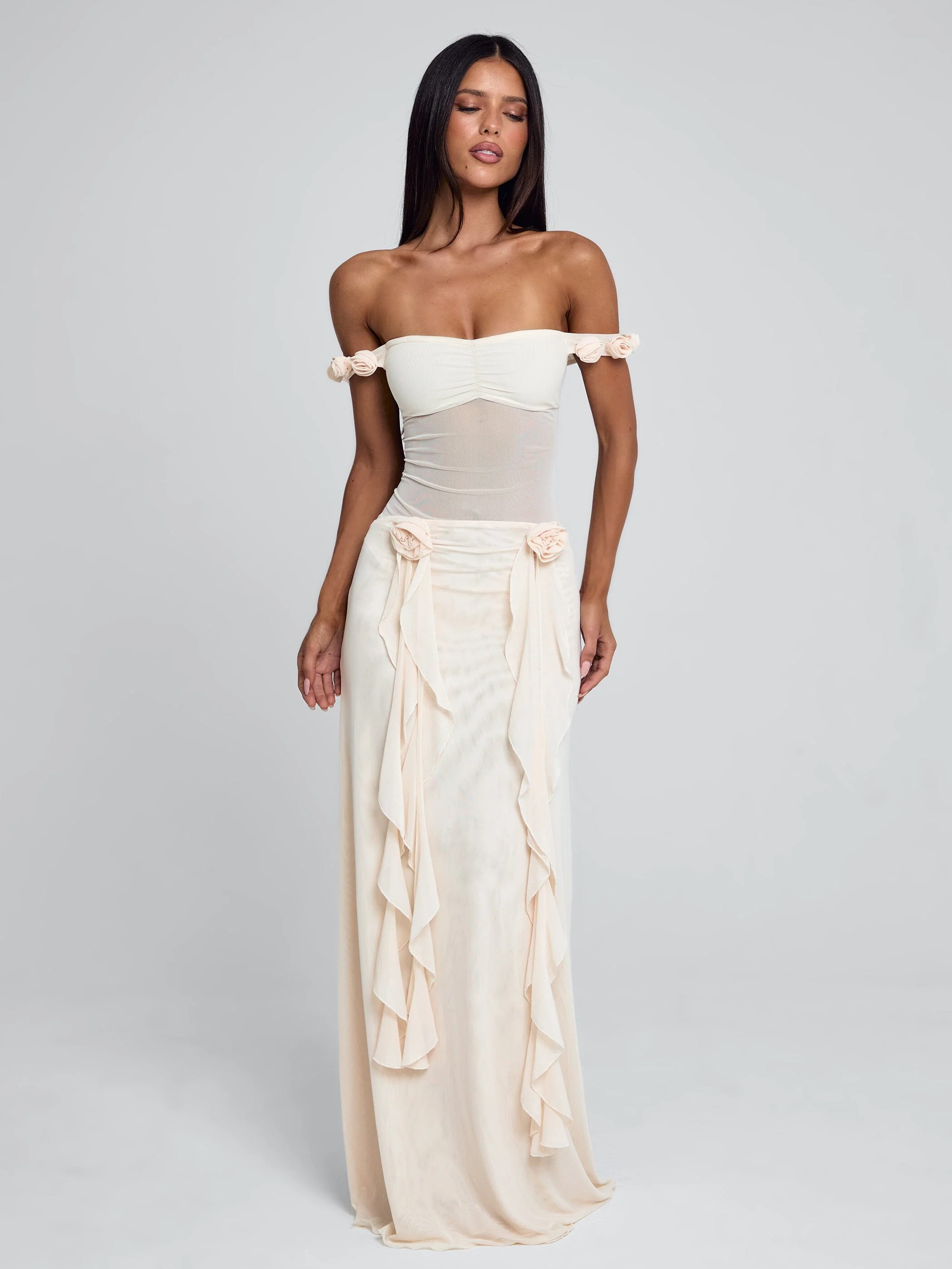 MARCELINE MAXI DRESS BEIGE - Image 3