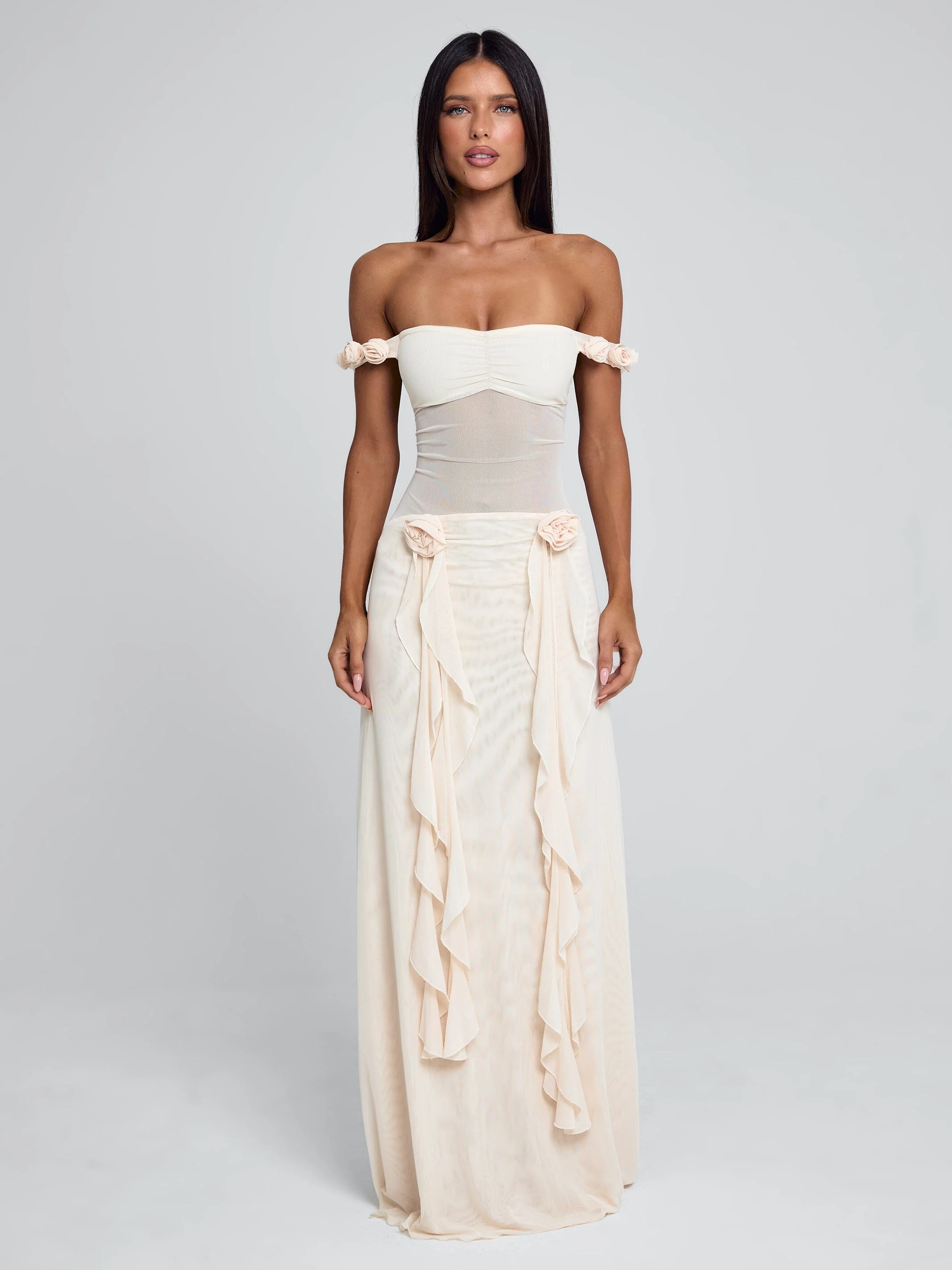 MARCELINE MAXI DRESS BEIGE - Image 6