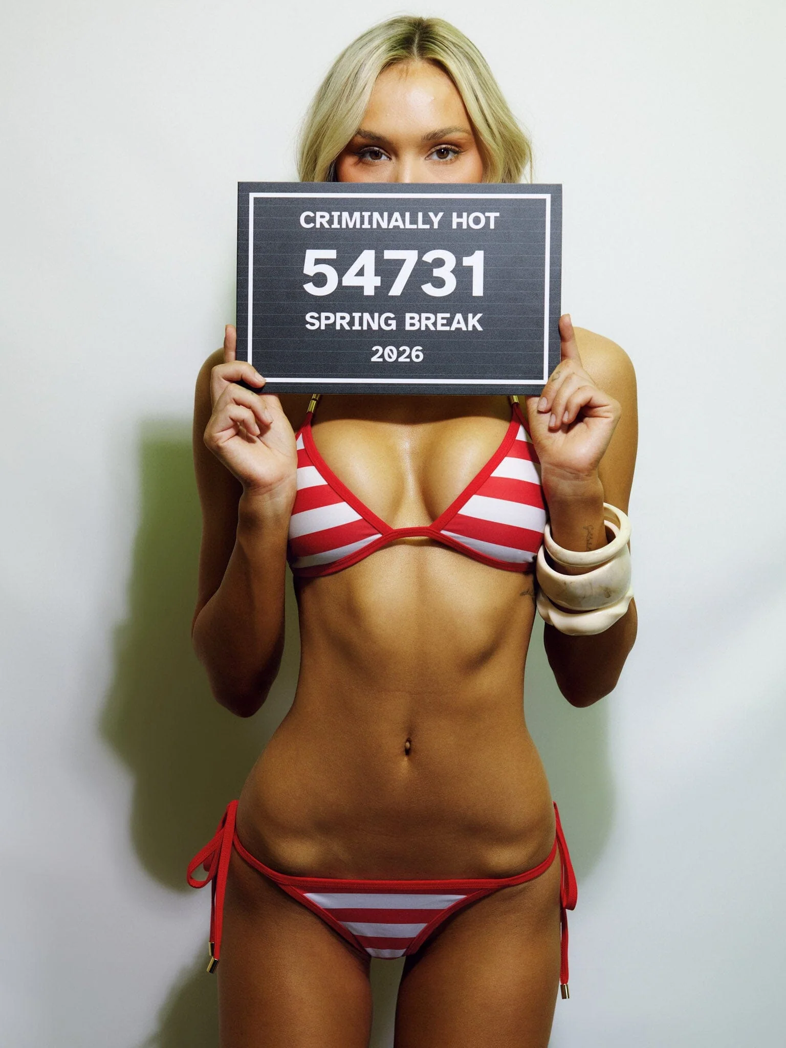 NICOLETTE BIKINI TOP RED WHITE STRIPE - Image 3
