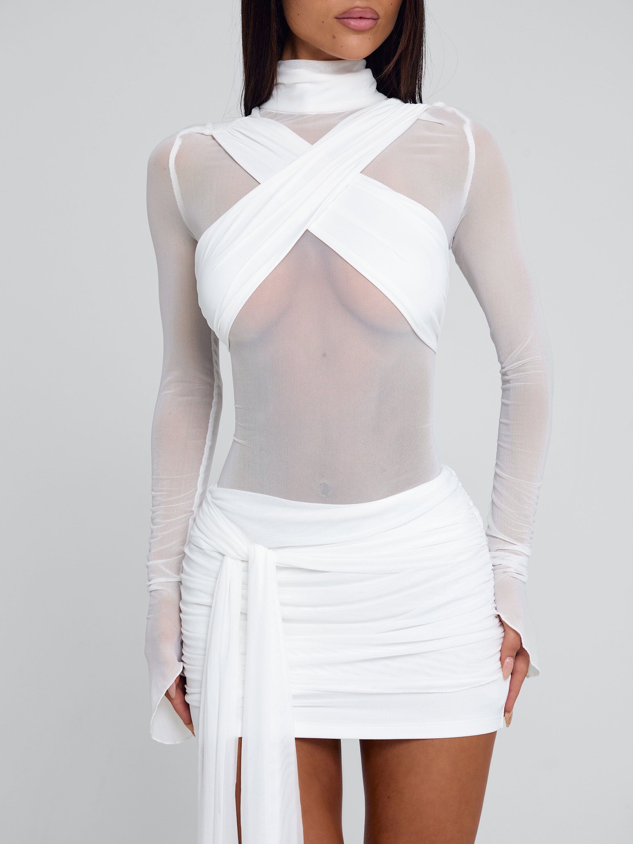 OLYRA MINI DRESS WHITE - Image 3
