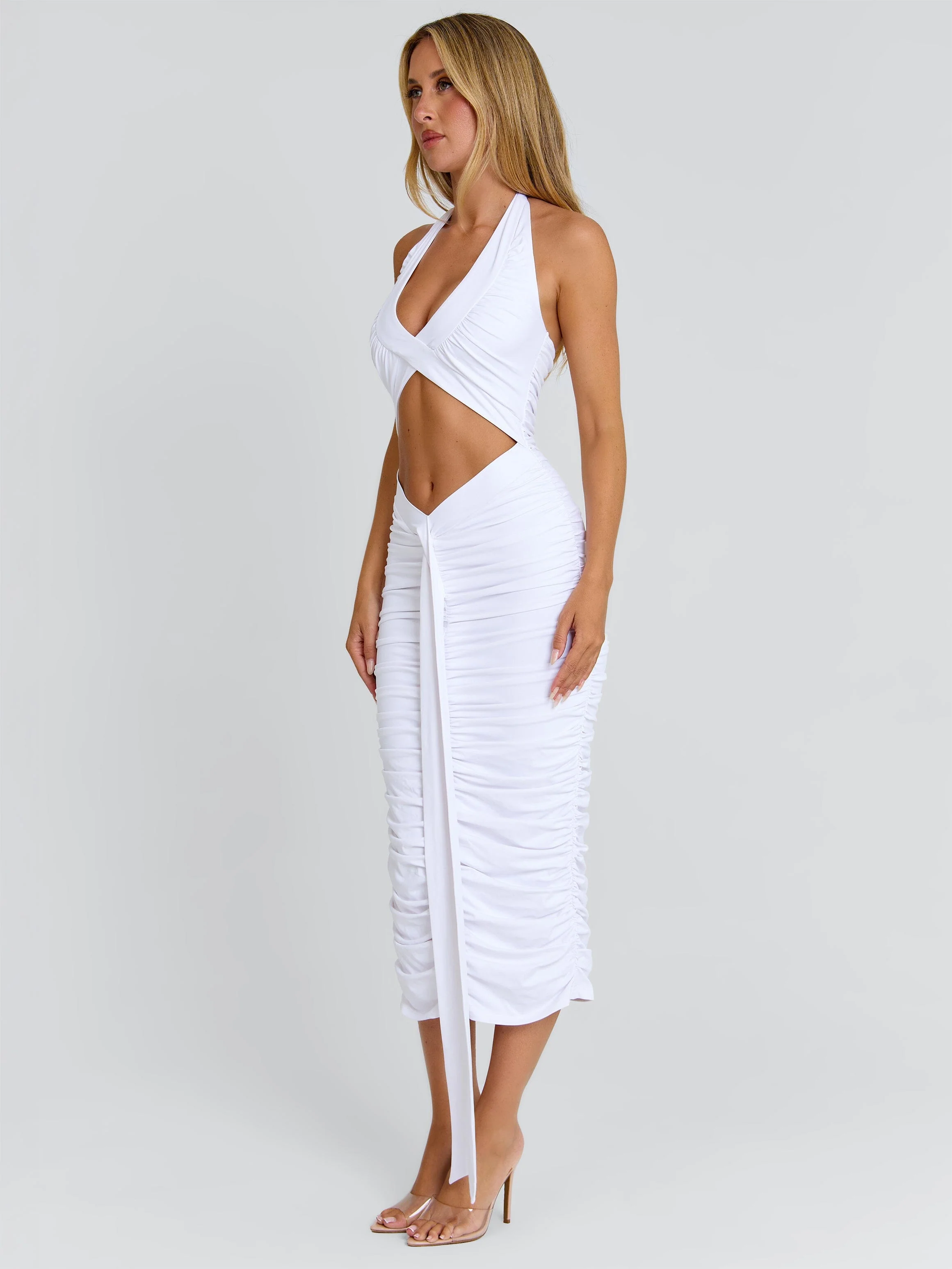OMERY MIDI DRESS WHITE - Image 3