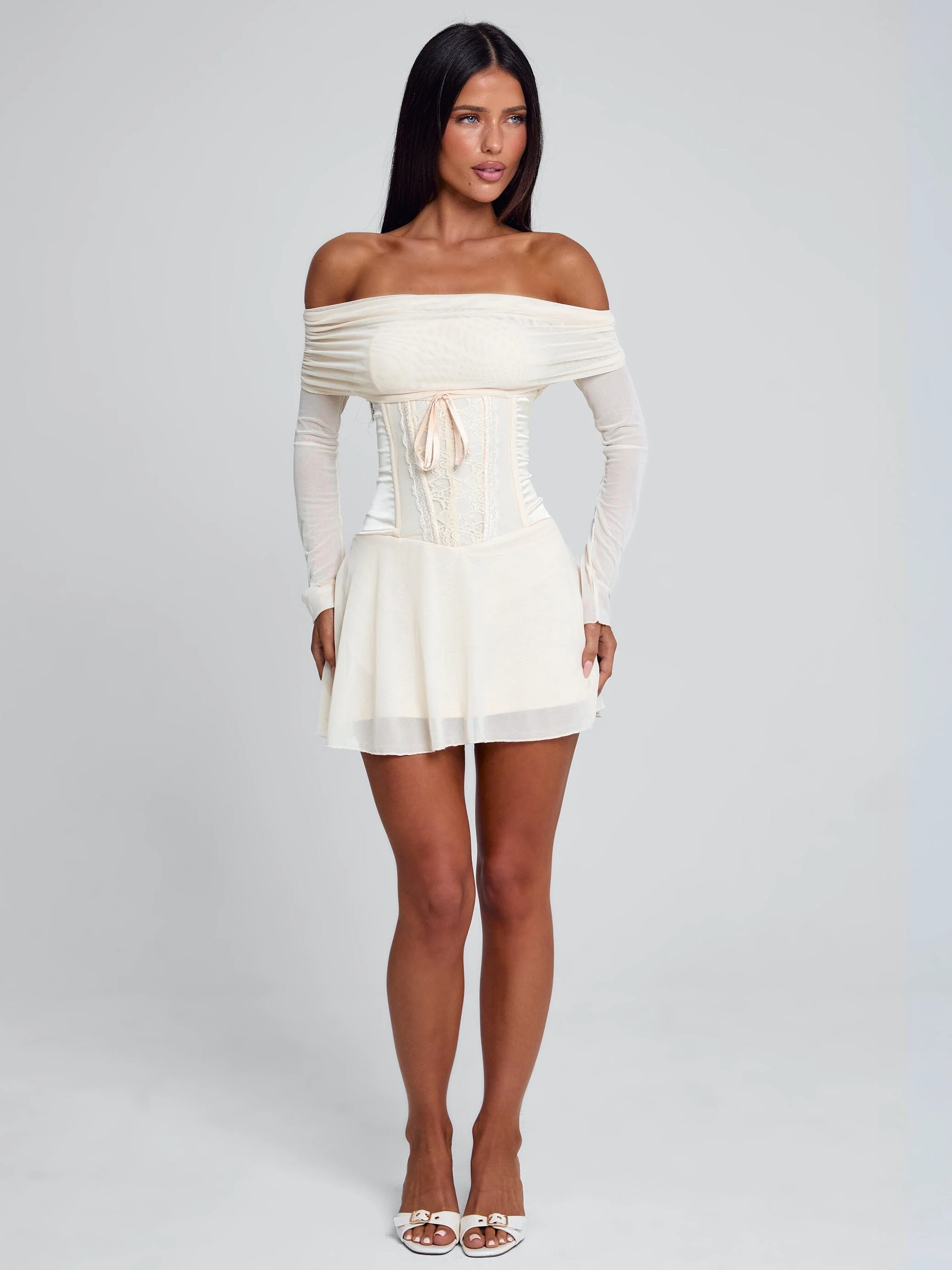 ORLA MINI DRESS BEIGE - Image 2