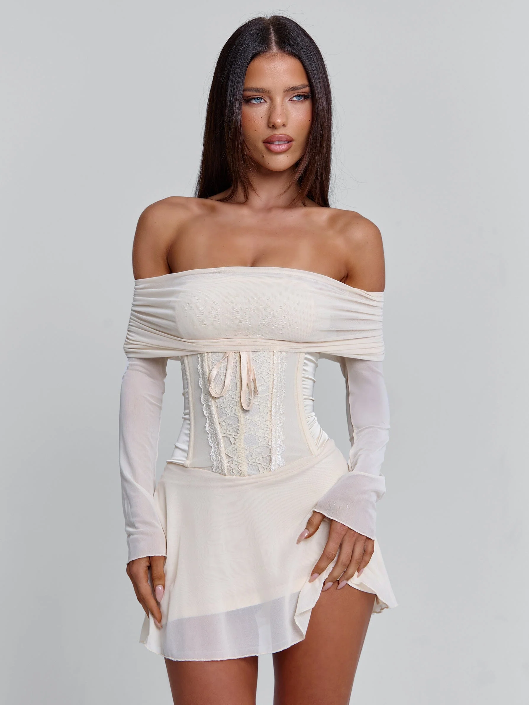 ORLA MINI DRESS BEIGE - Image 7