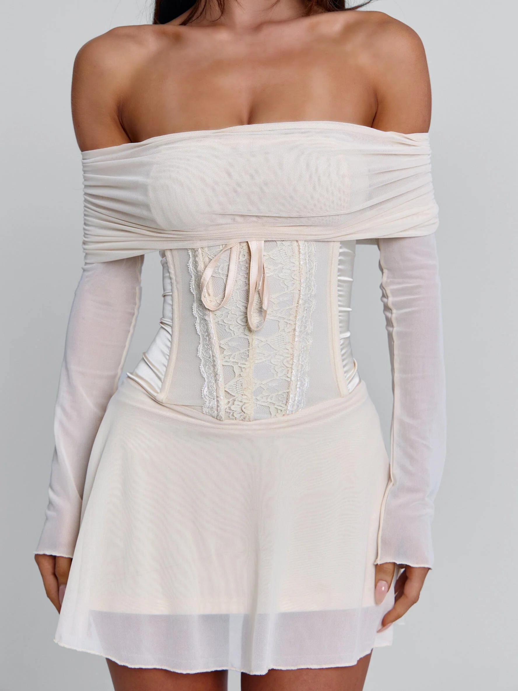 ORLA MINI DRESS BEIGE - Image 8
