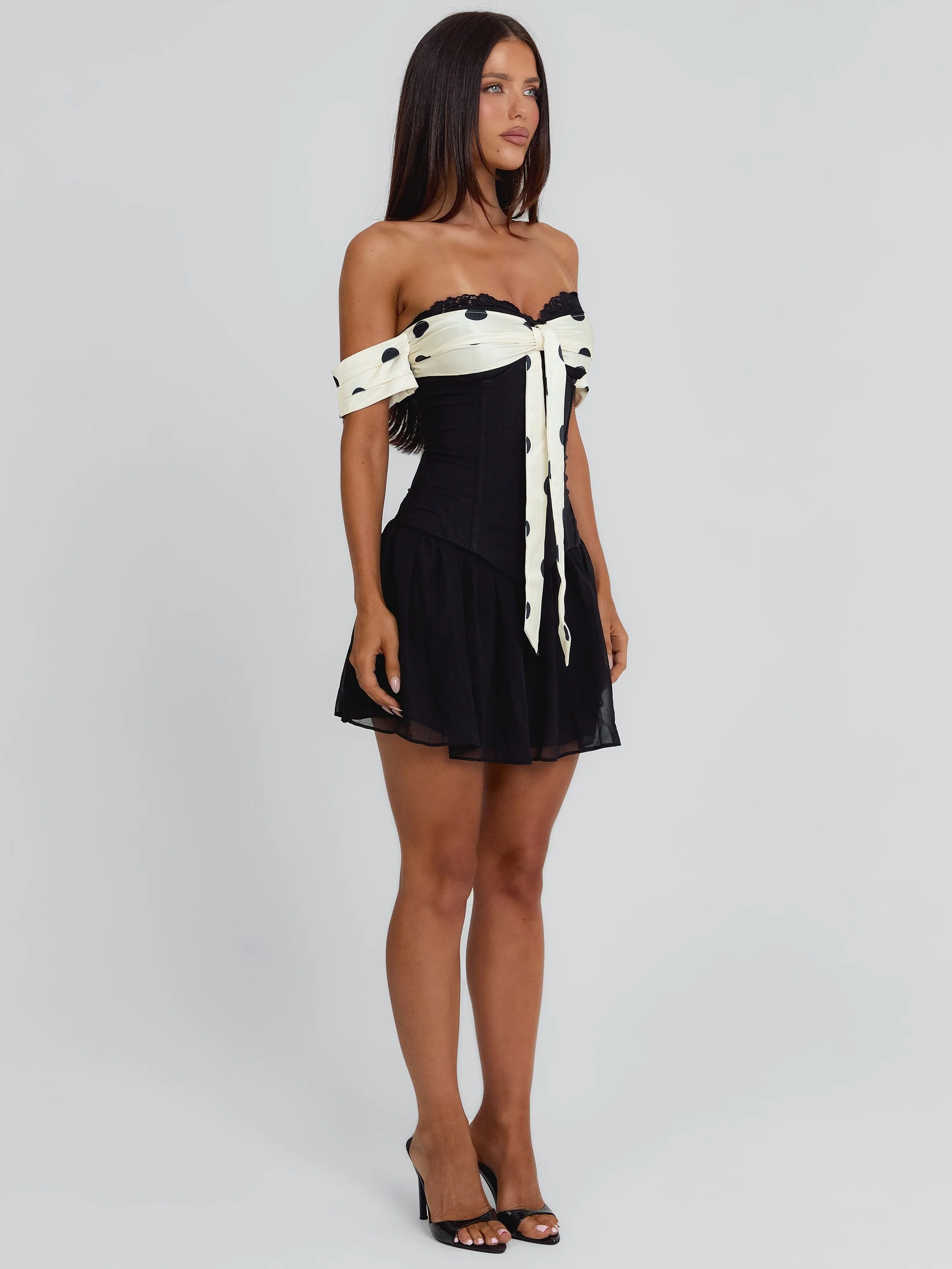 PRESLEY MINI DRESS BLACK POLKA DOT - Image 5