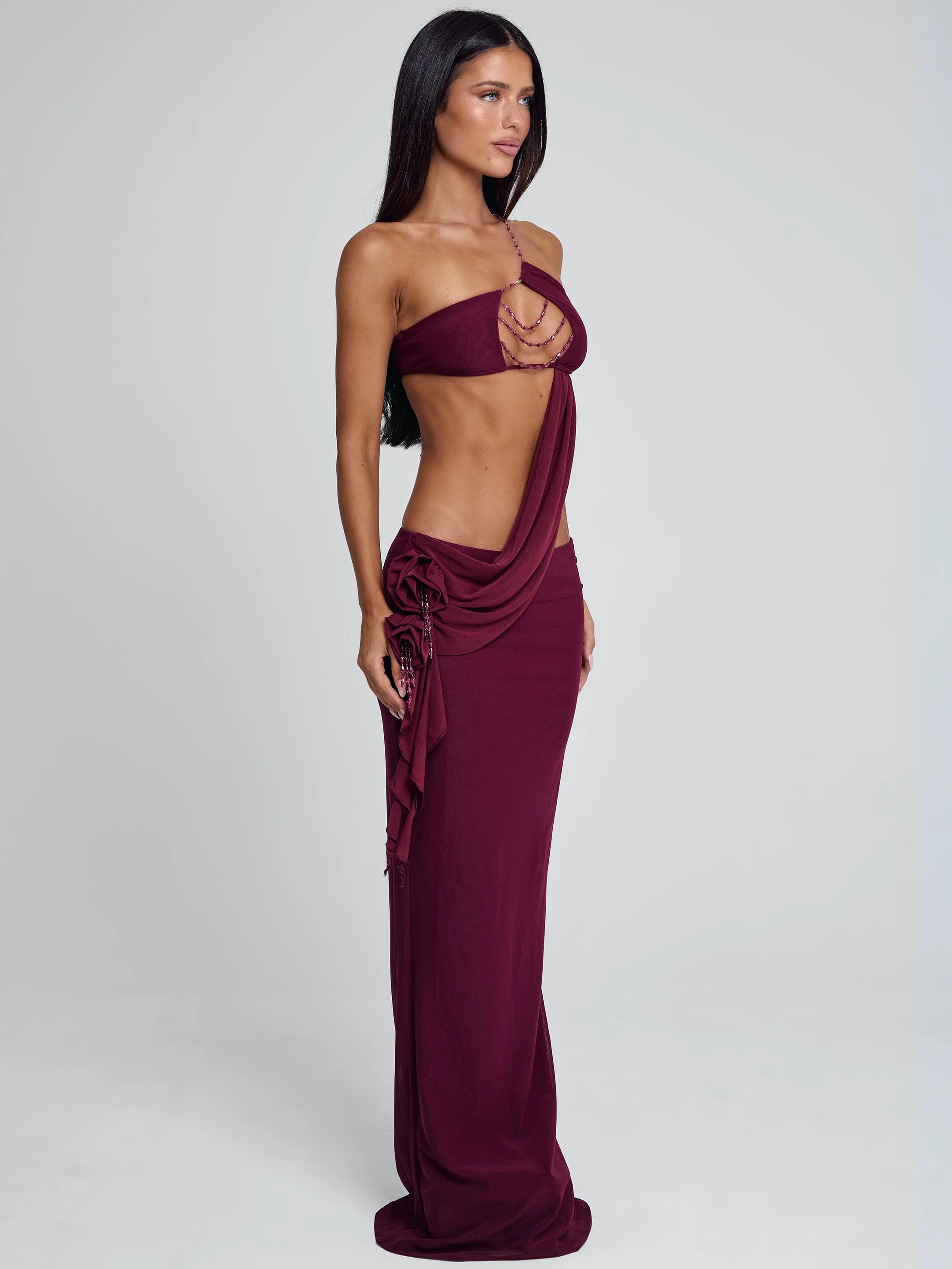 RAER MAXI DRESS BURGUNDY - Image 3