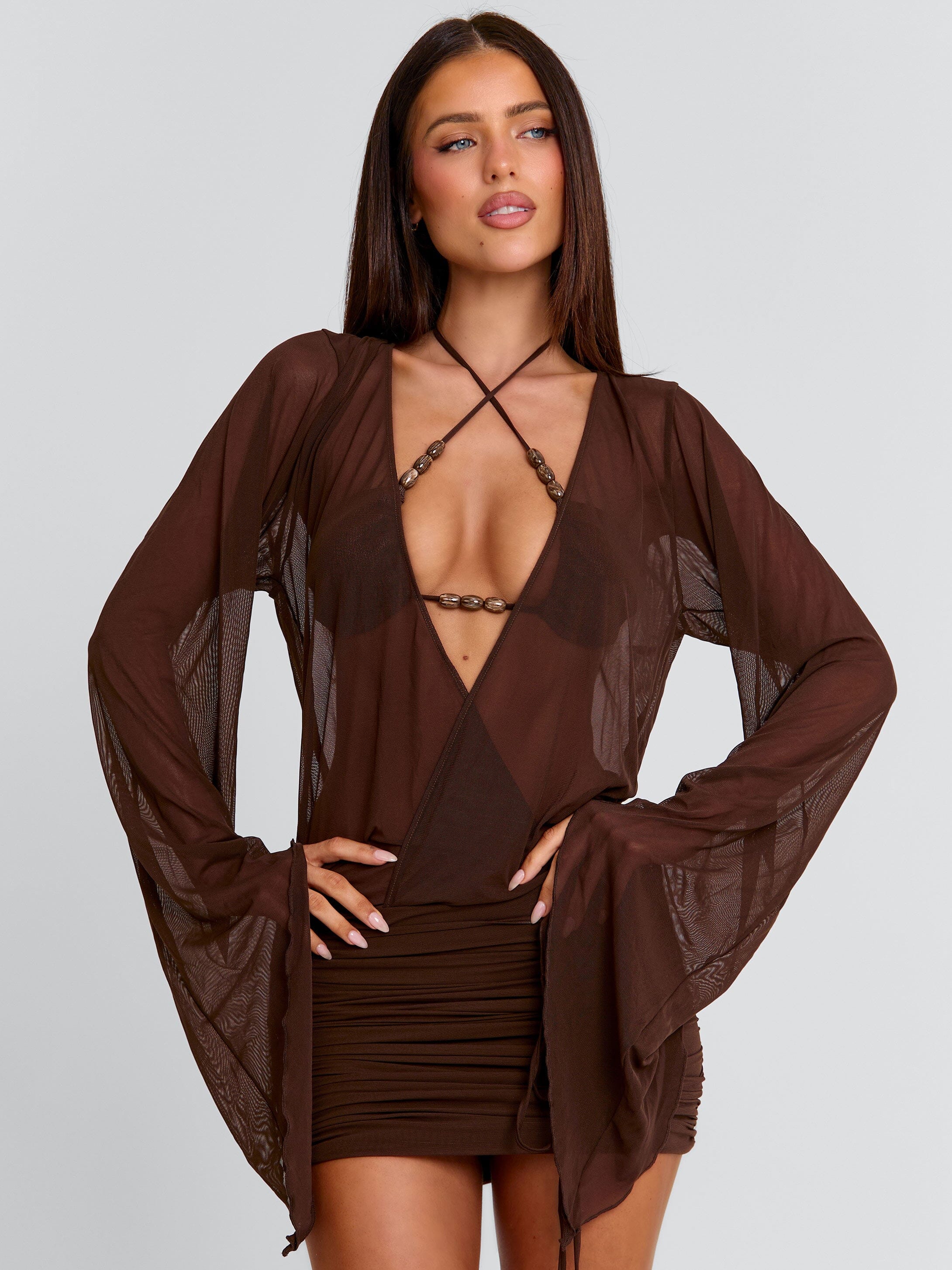 ROBERTA MINI DRESS CHOCOLATE - Image 6