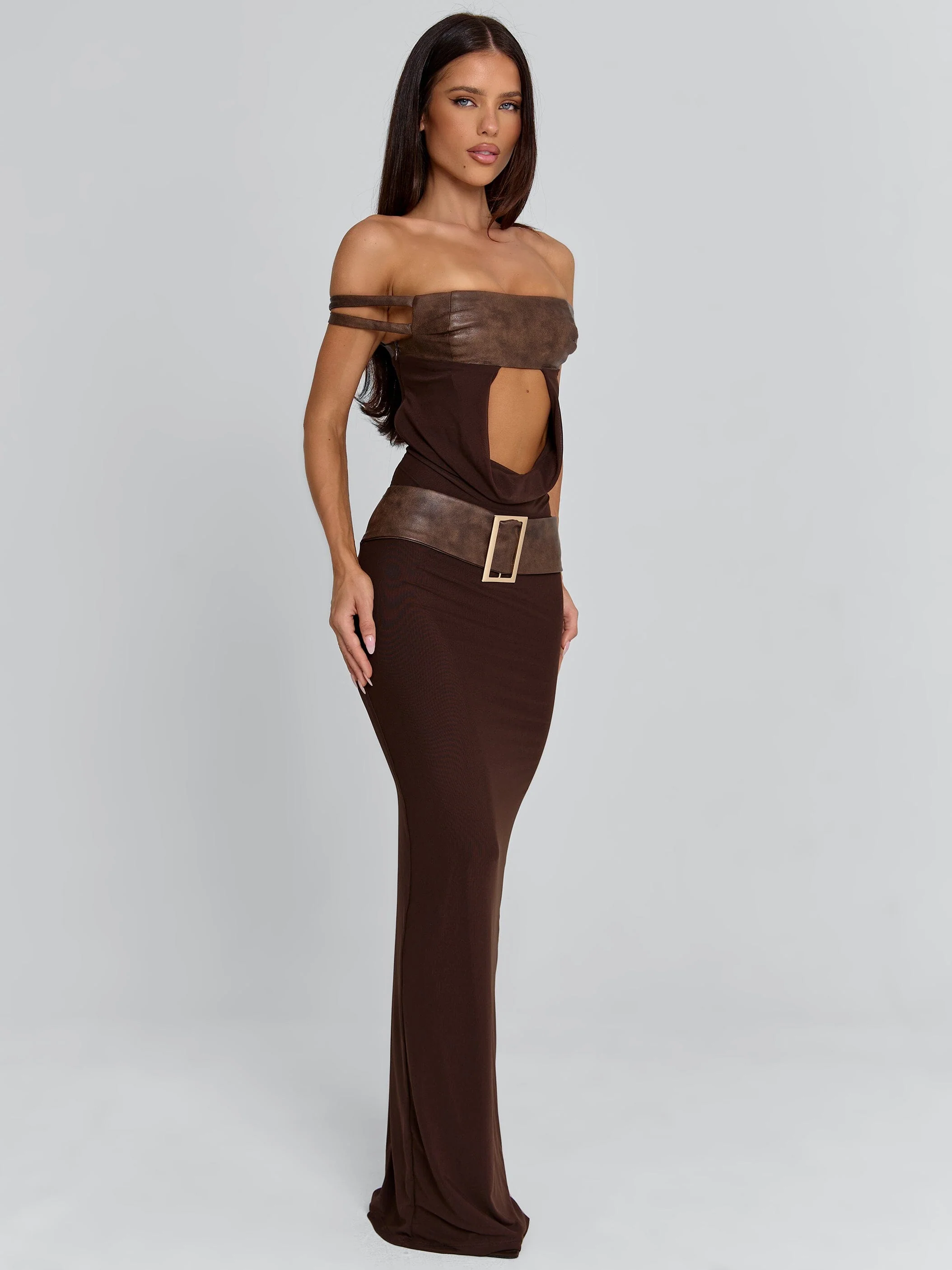 ROZIA MAXI DRESS BROWN - Image 4
