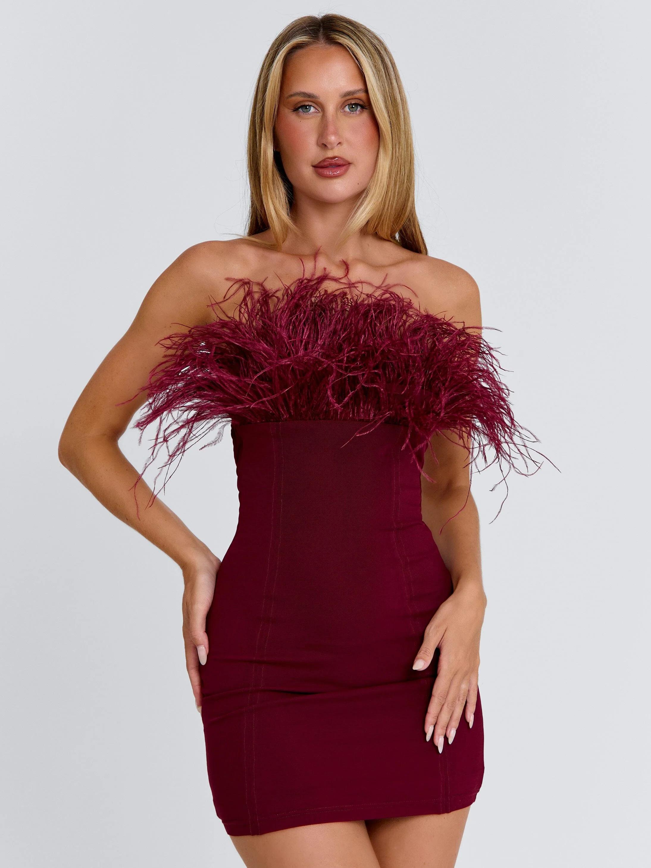 SHONA MINI DRESS BURGUNDY - Image 2