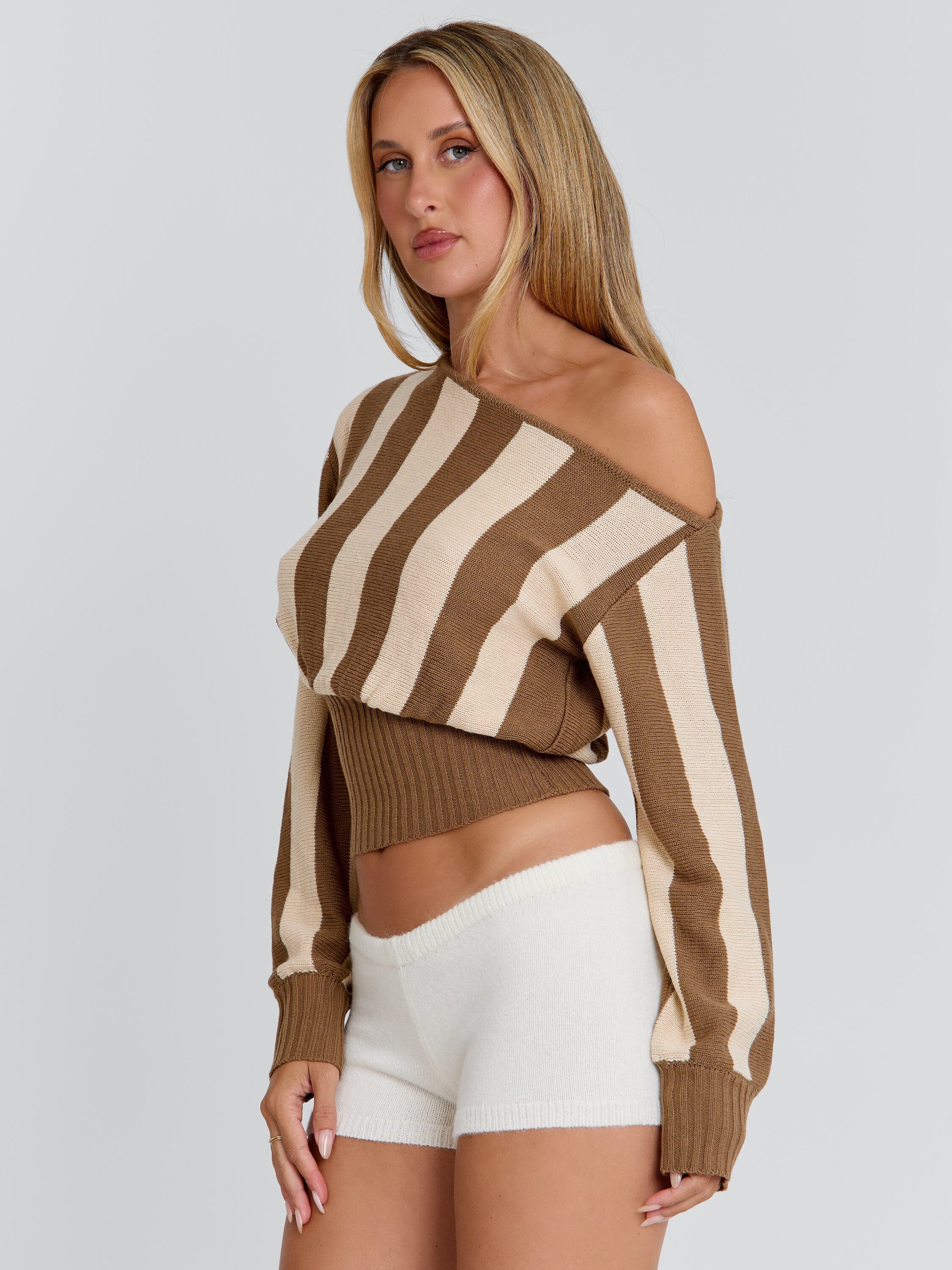 SUNDAZE TOP BROWN BEIGE STRIPE - Image 7