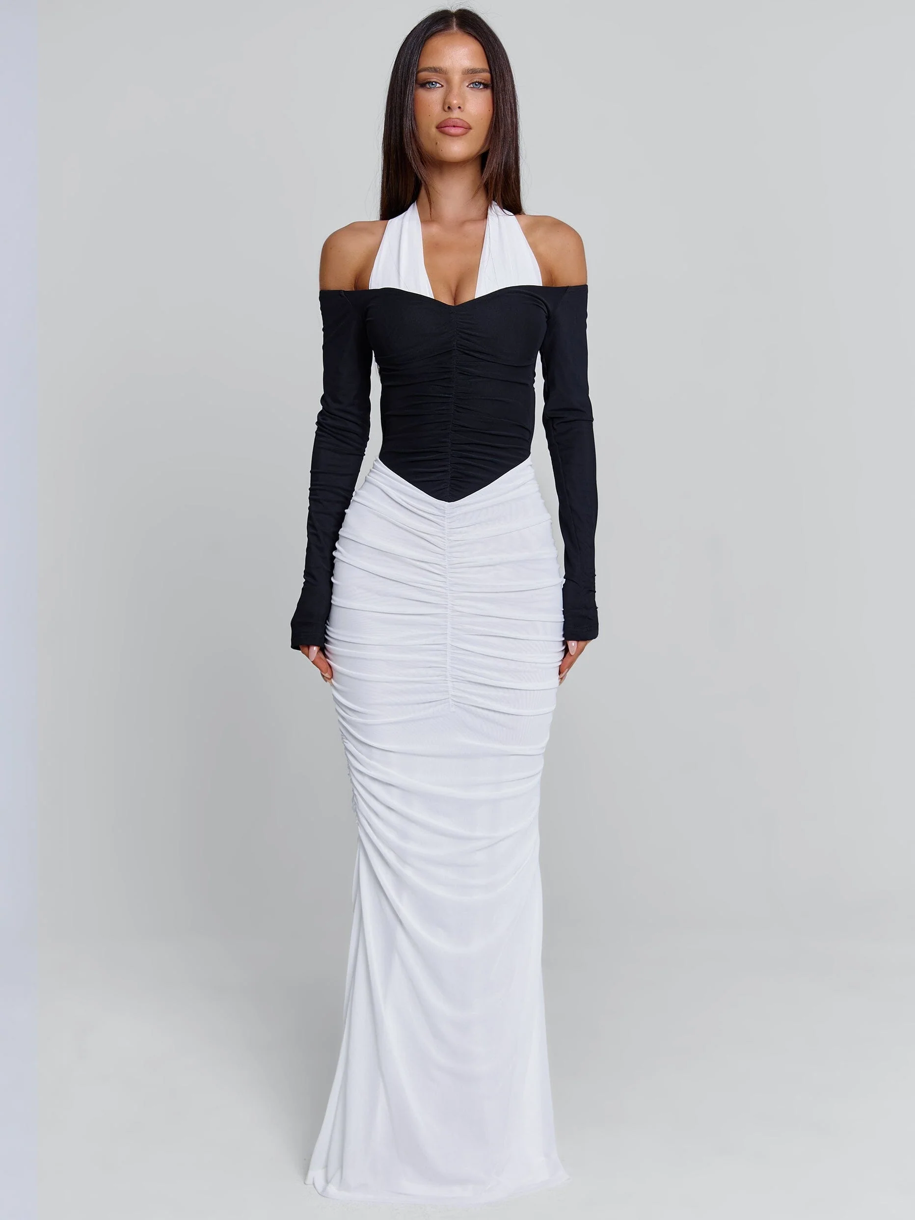 TAHITI MAXI DRESS WHITE/BLACK - Image 3