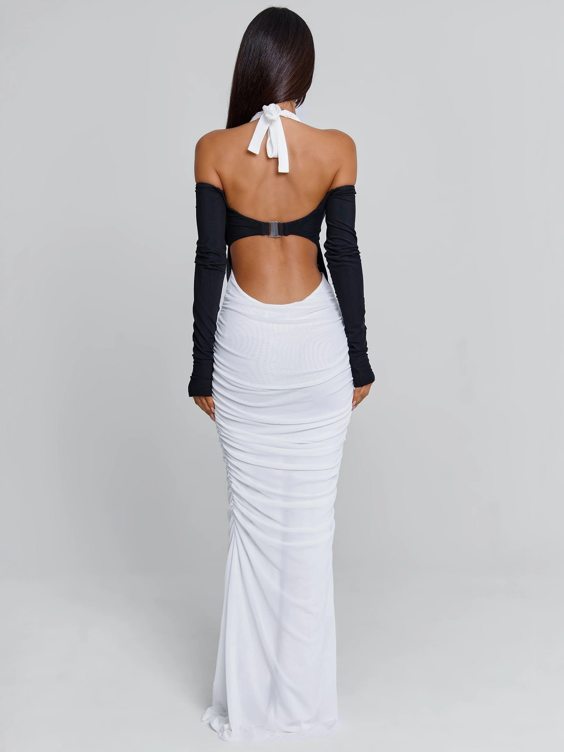 TAHITI MAXI DRESS WHITE/BLACK - Image 4
