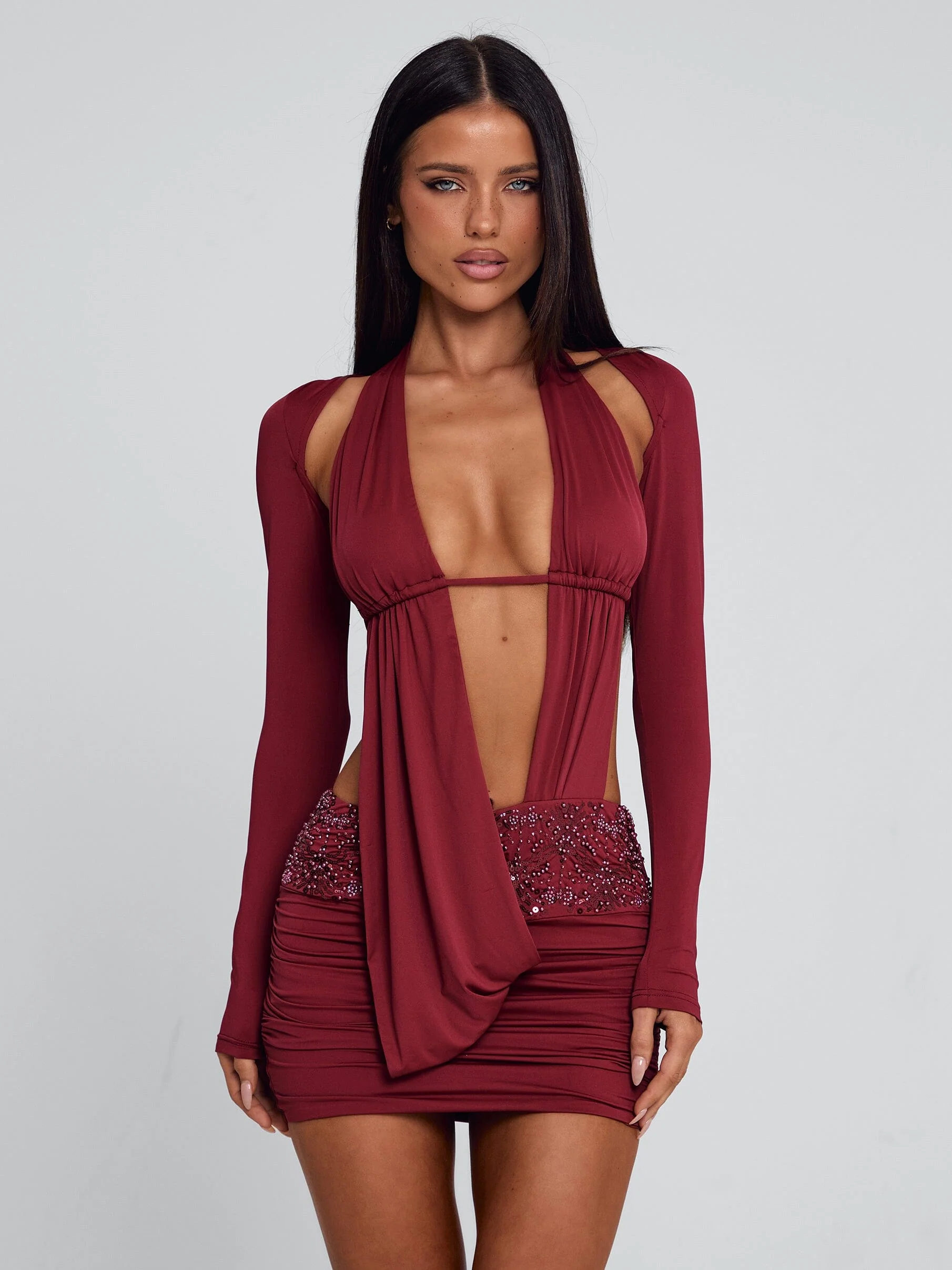 VENARI MINI DRESS BURGUNDY - Image 7