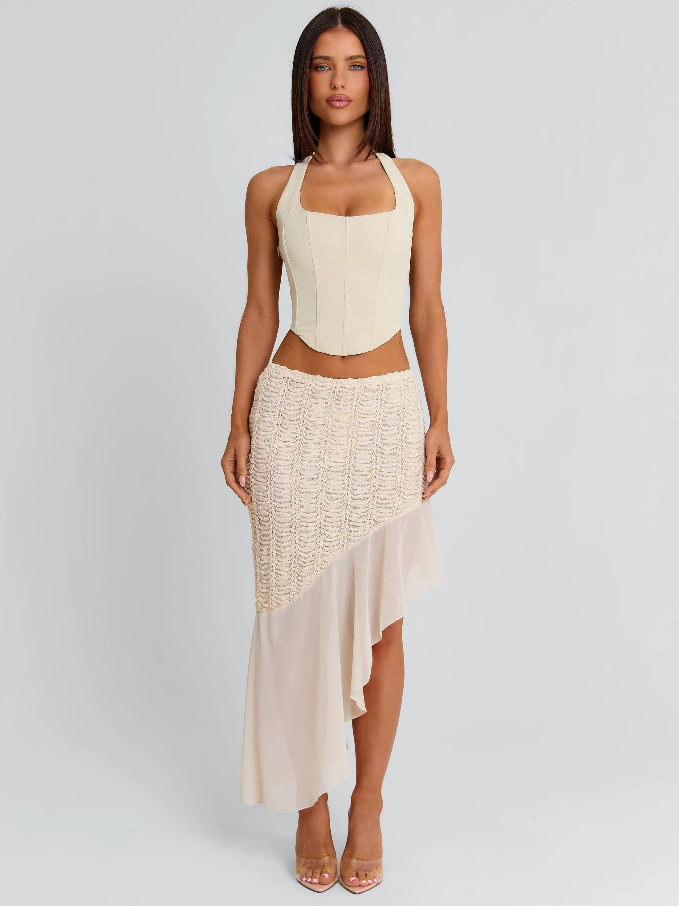 VICTOREA MIDI SKIRT CREAM
