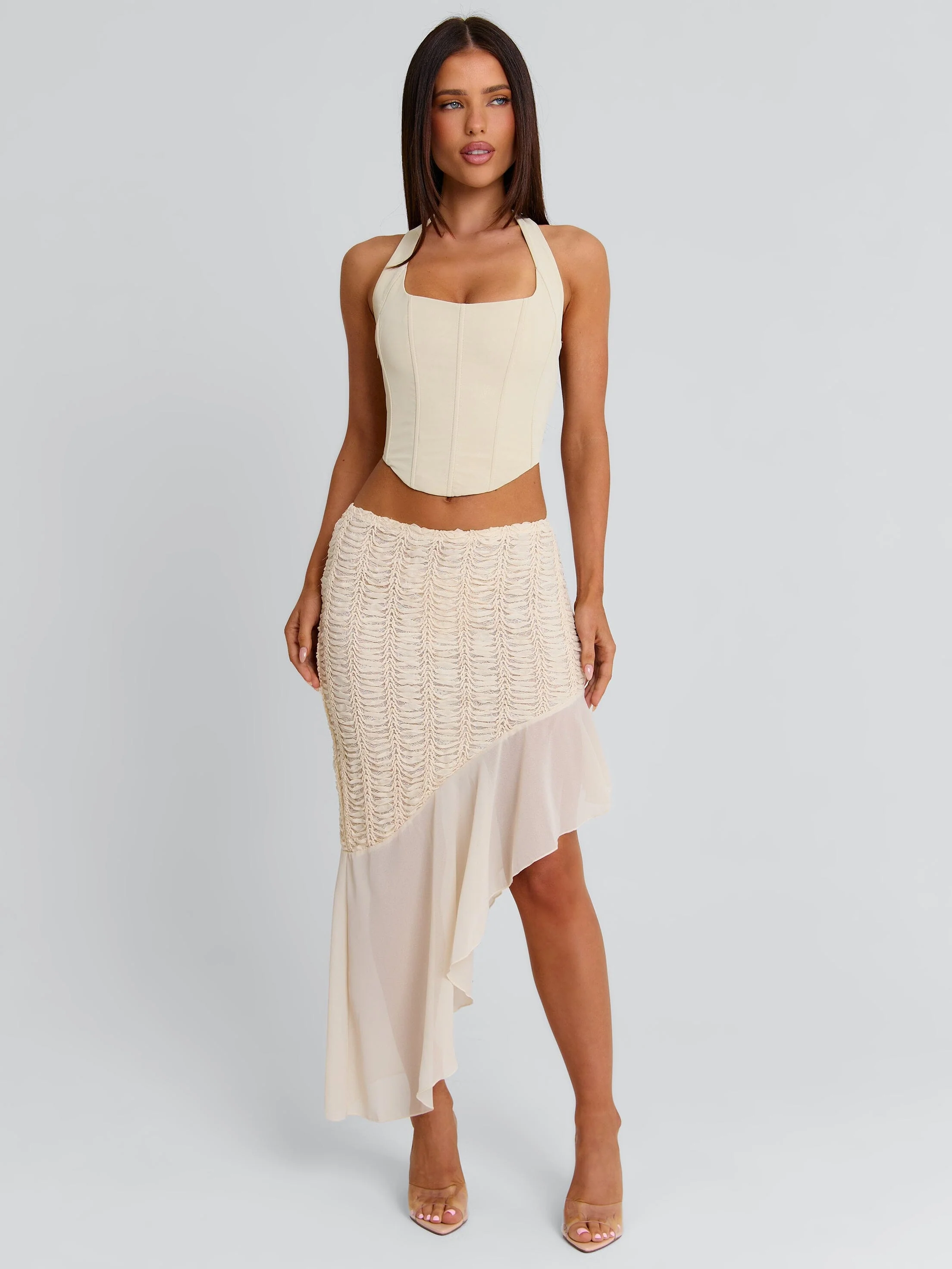 VICTOREA MIDI SKIRT CREAM - Image 5